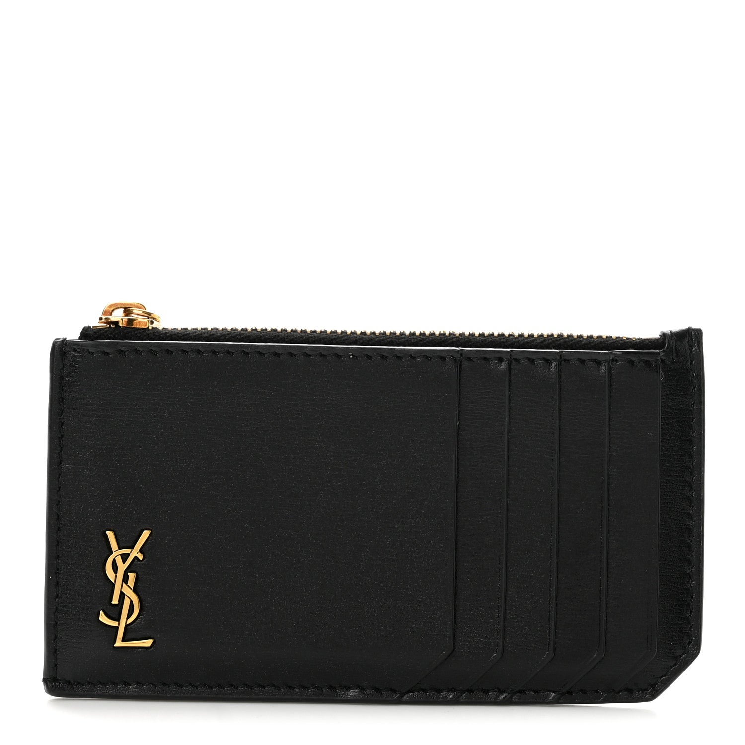 Saint Laurent Smooth Calfskin Monogram 5 Fragments Zip Pouch Card