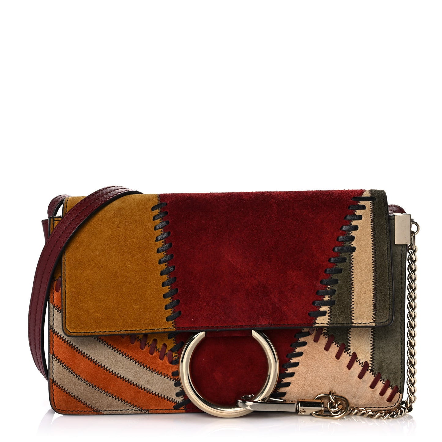 Suede Patchwork Small Faye Shoulder Bag Multicolor