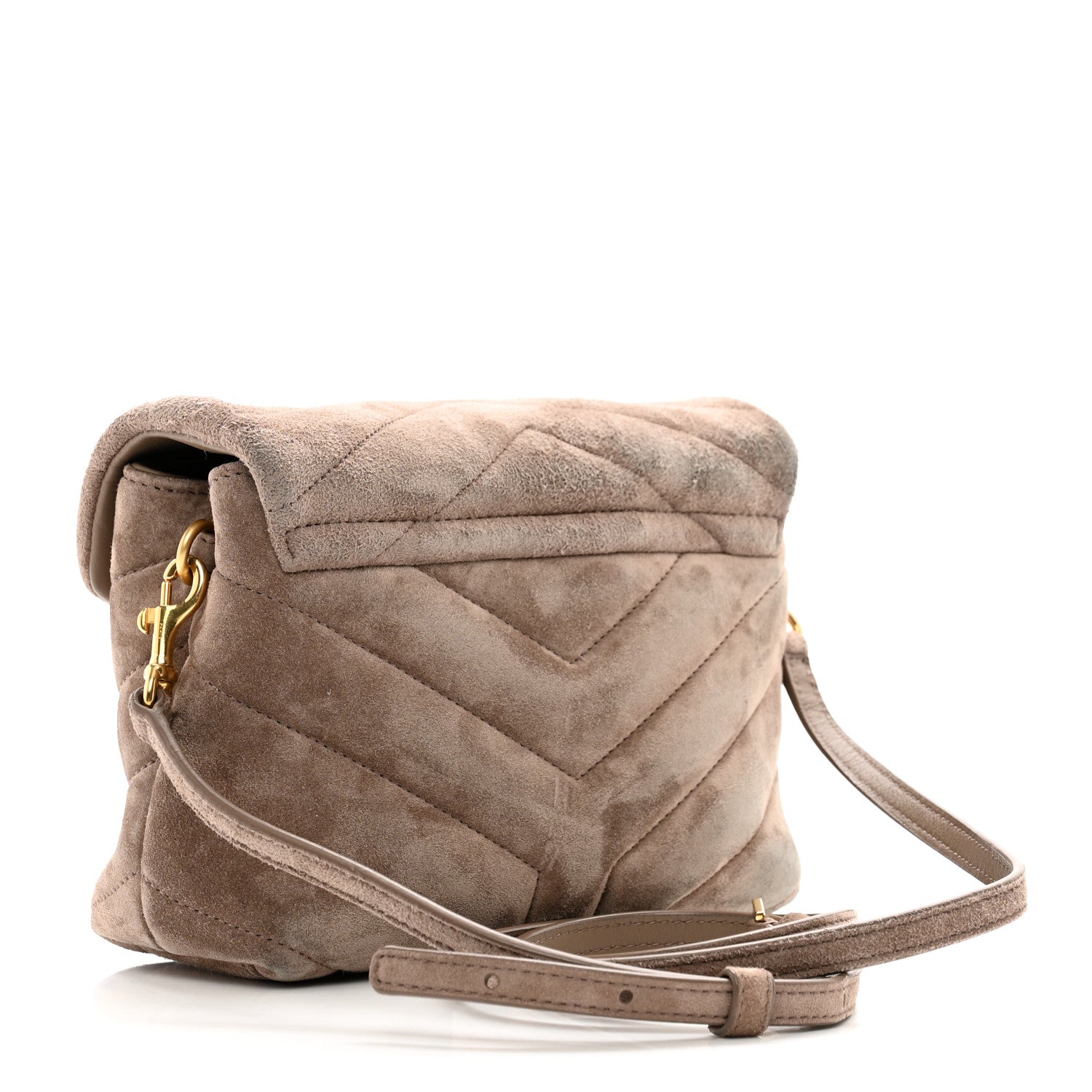 Saint Laurent Suede Toy Loulou Shoulder Bag Taupe 3 of 11