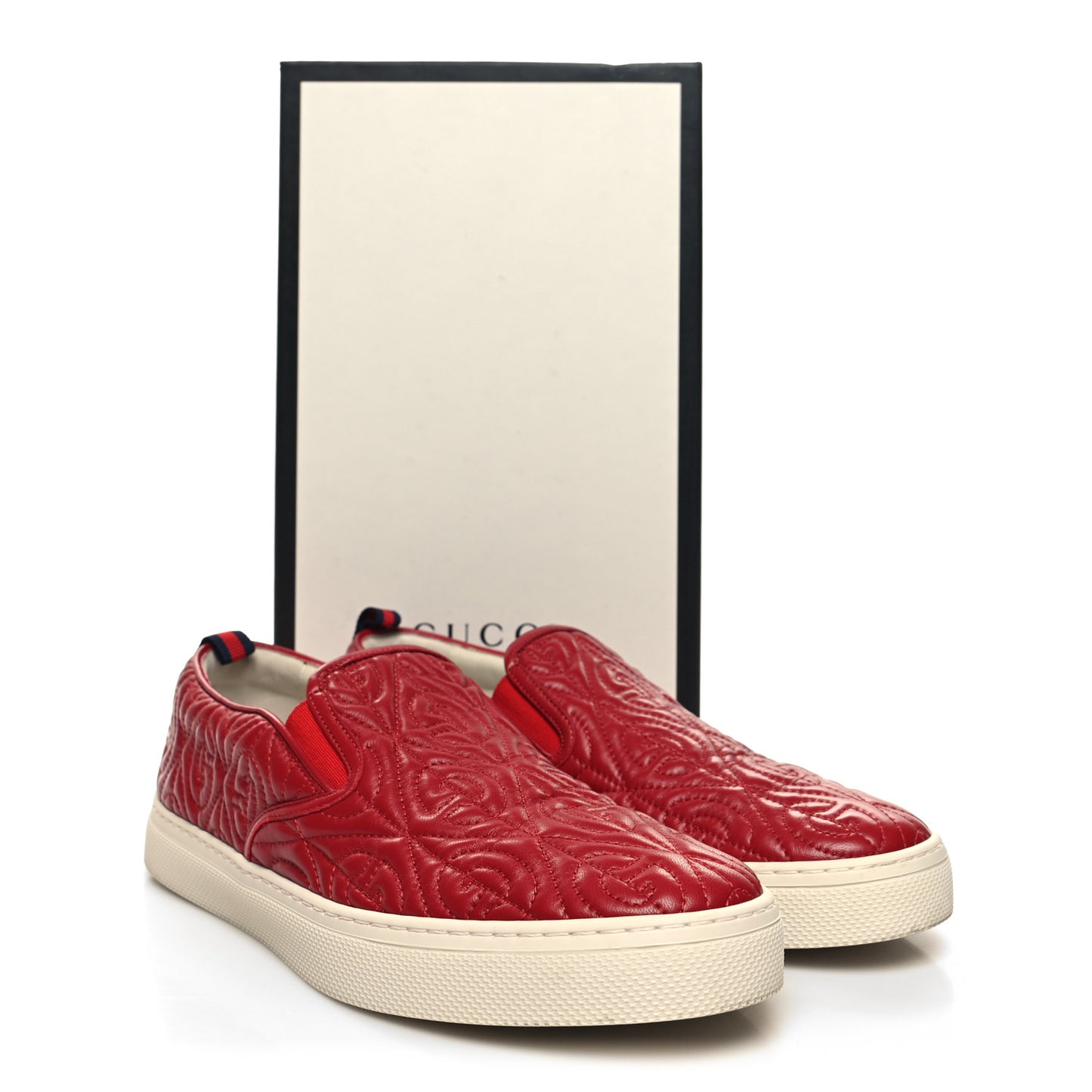 Nappa Web G Rhombus Quilted Mens Slip On Sneakers 9 Hibiscus Red Rosso