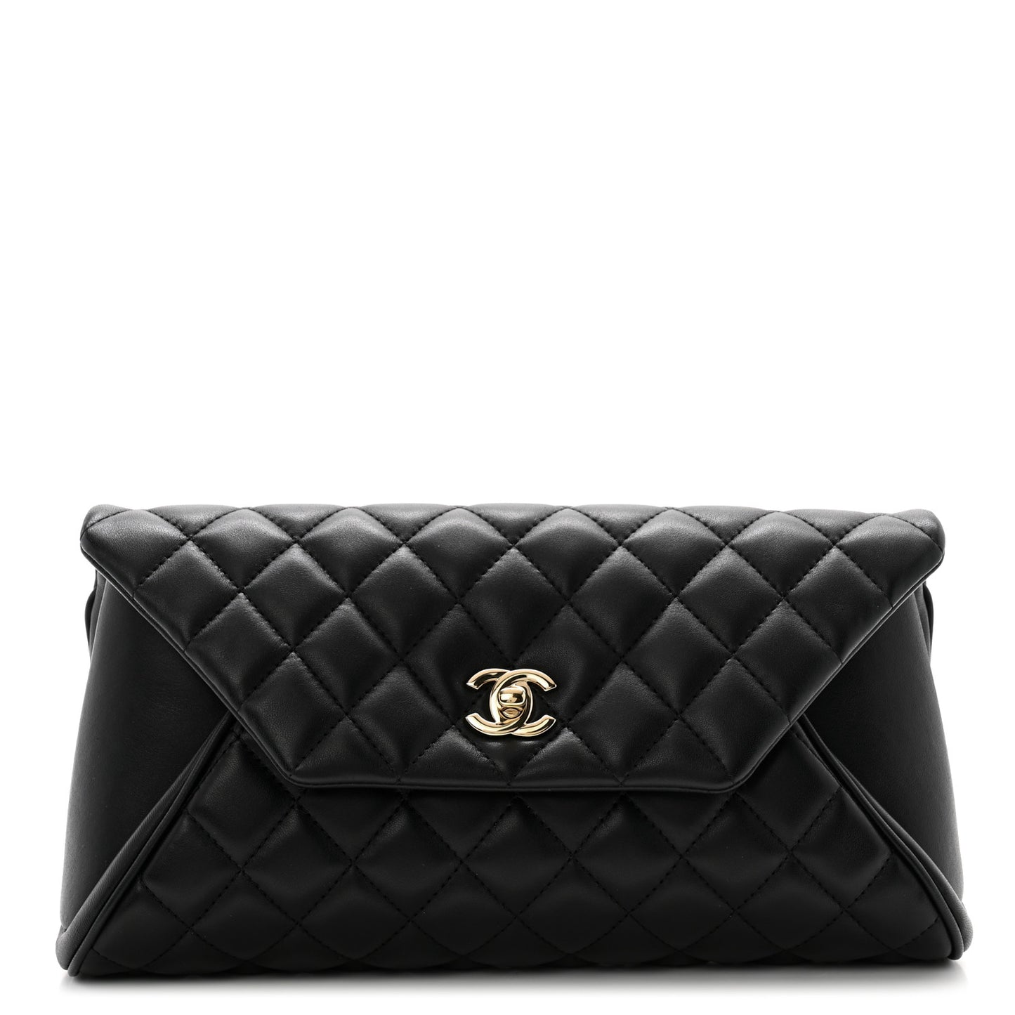 Lambskin Quilted Fold Up Again Clutch Black