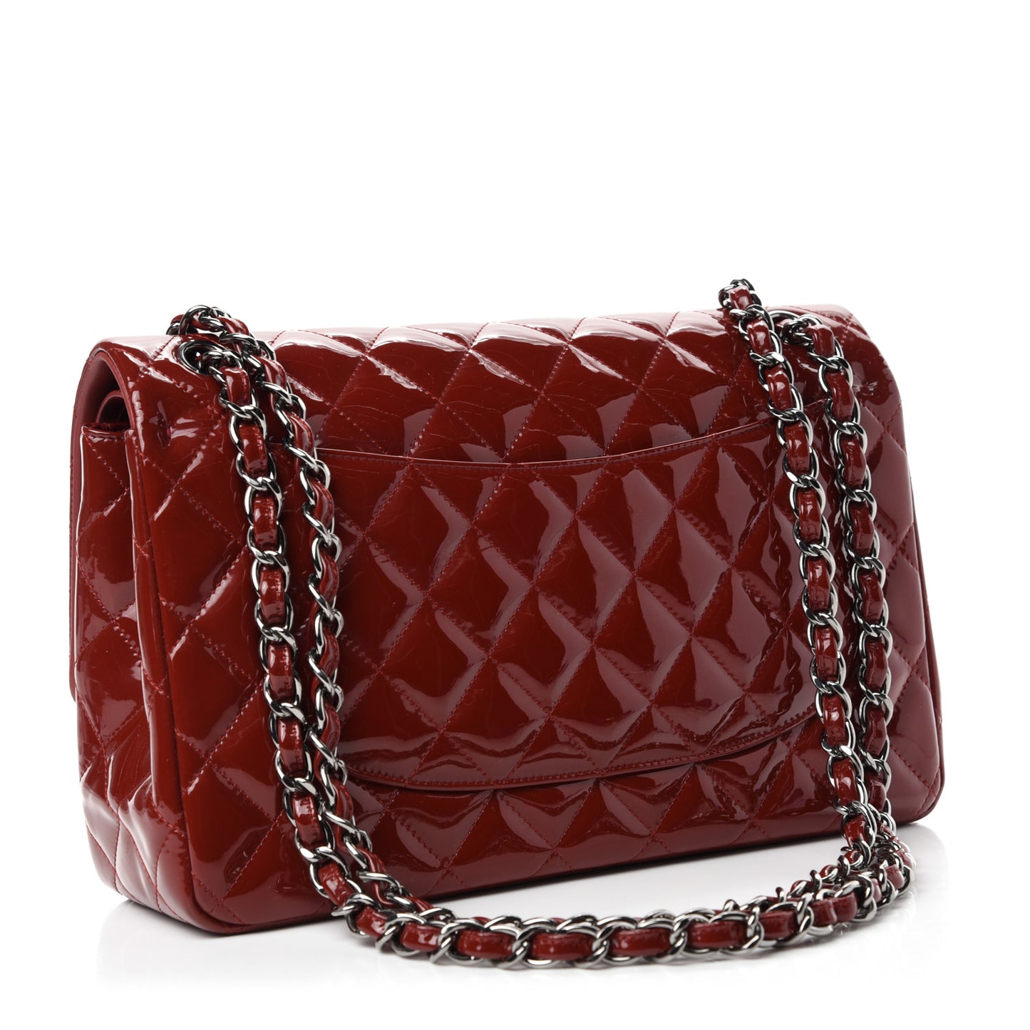 Patent Quilted Jumbo Double Flap Dark Red
