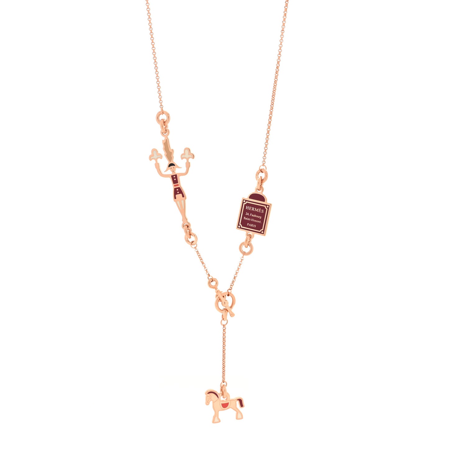 Metal Enamel Cheval Grand Parade Necklace Rose Gold