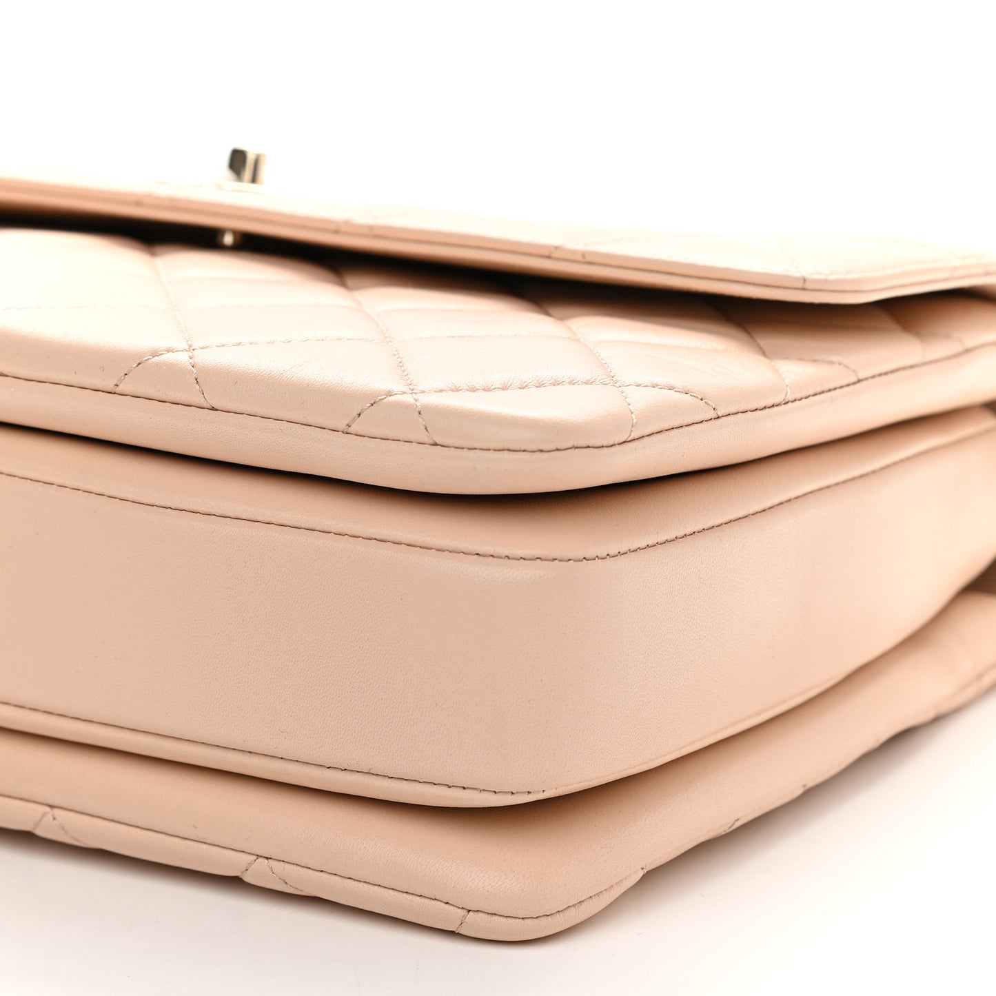 Lambskin Quilted Medium Trendy CC Flap Dual Handle Bag Beige