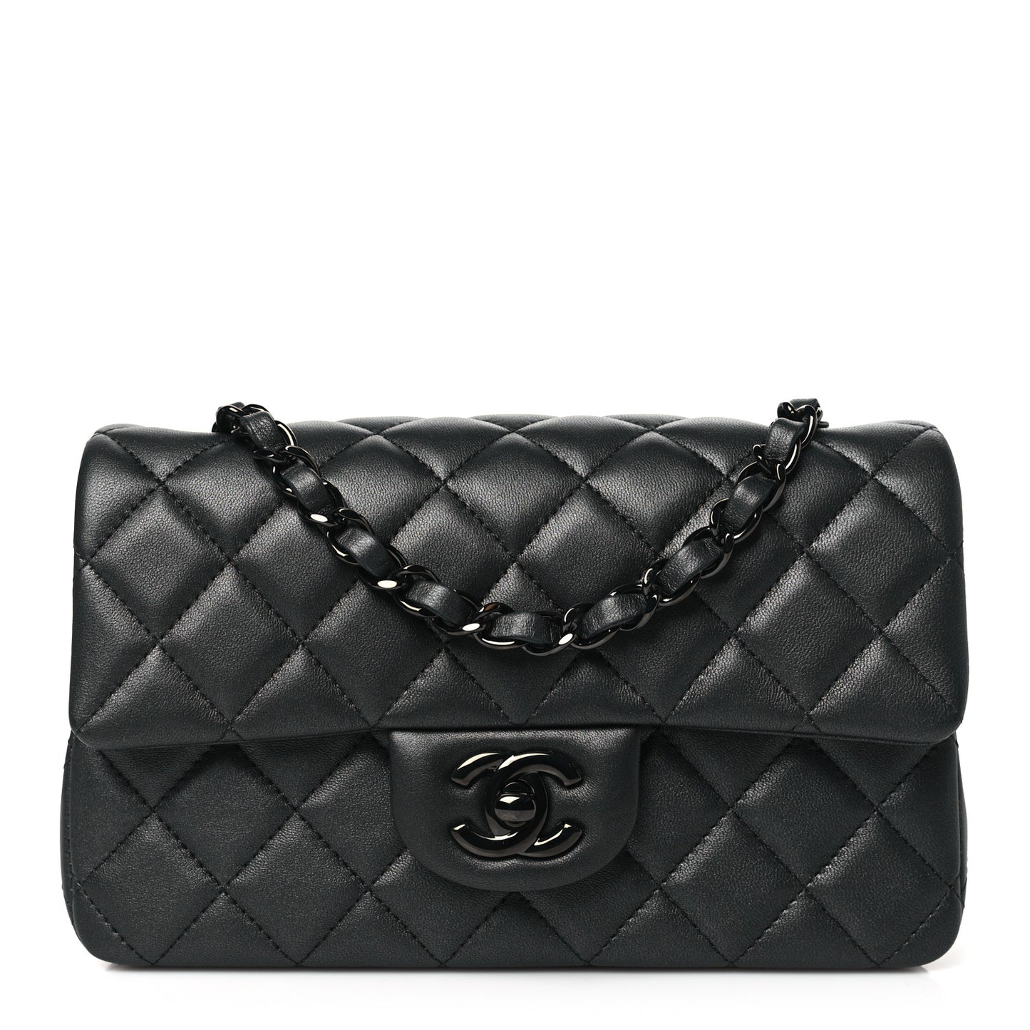 Lambskin Quilted Mini Rectangular Flap So Black