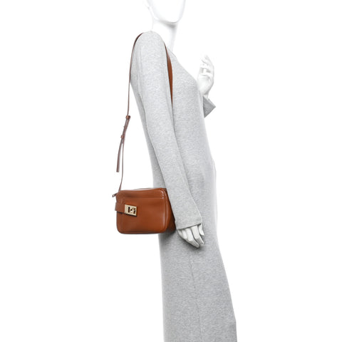 Calfskin Gancio Small Archive Camera Case Natural Brown