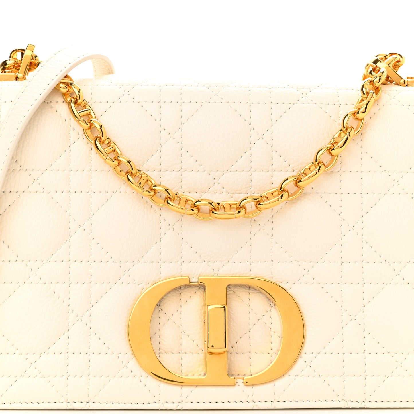 Supple Calfskin Cannage Medium Caro Bag Ivory