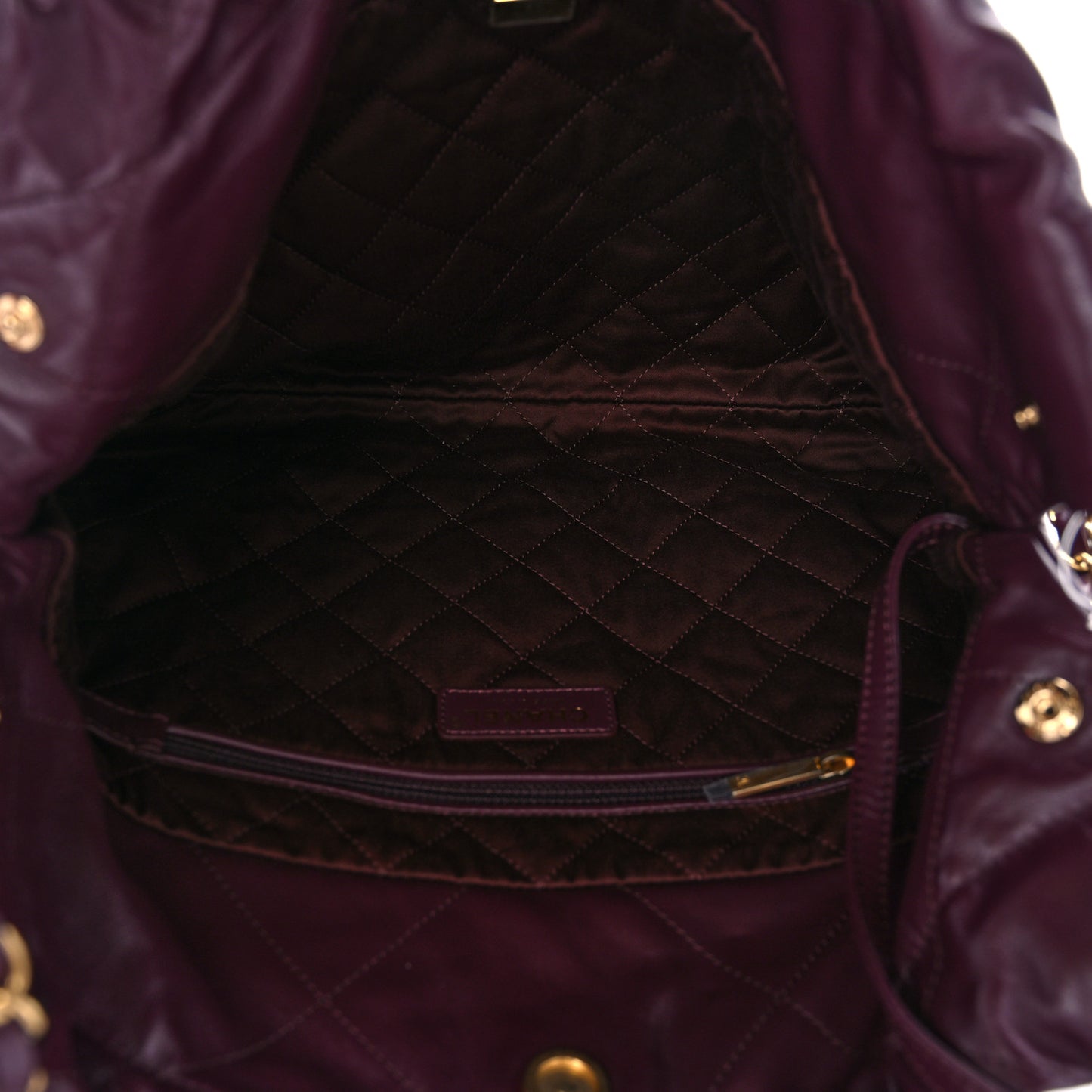 Shiny Calfskin Quilted Small Chanel 22 Dark Burgundy