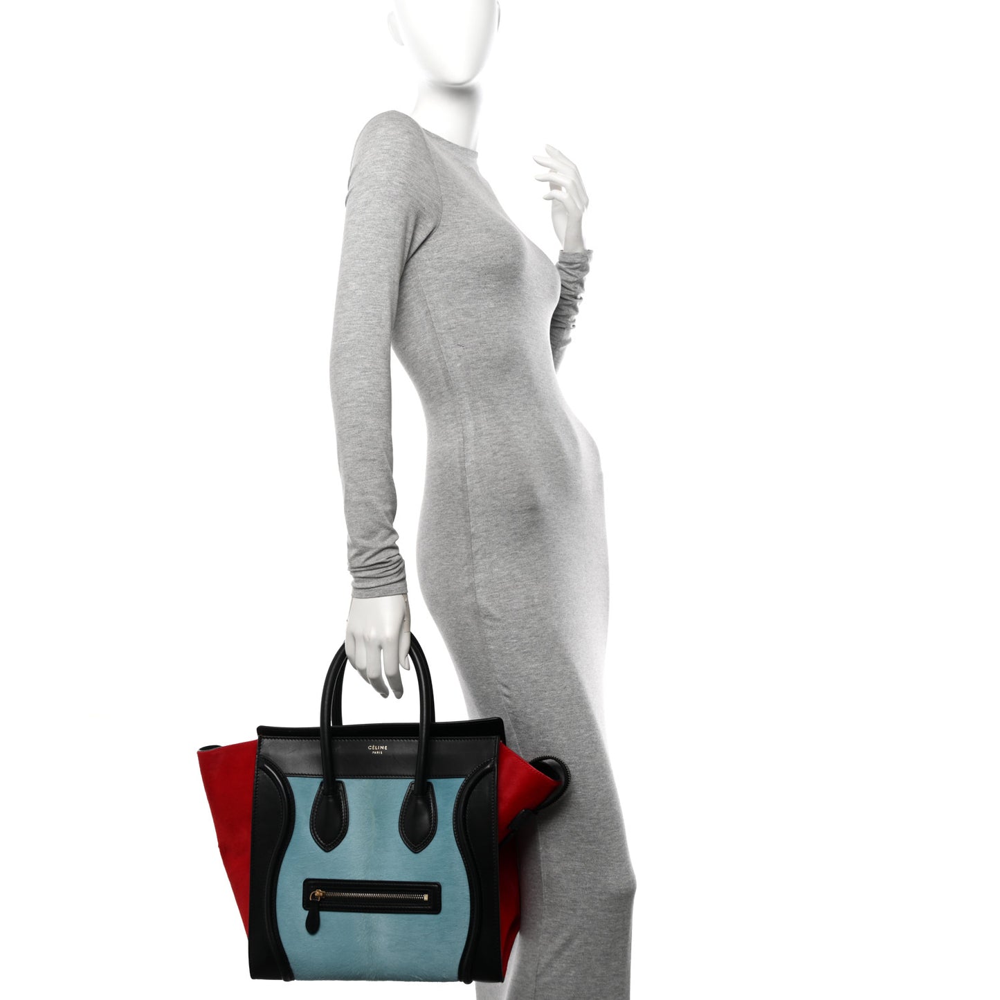 Pony Hair Mini Tri-Color Luggage Glacier Red Black