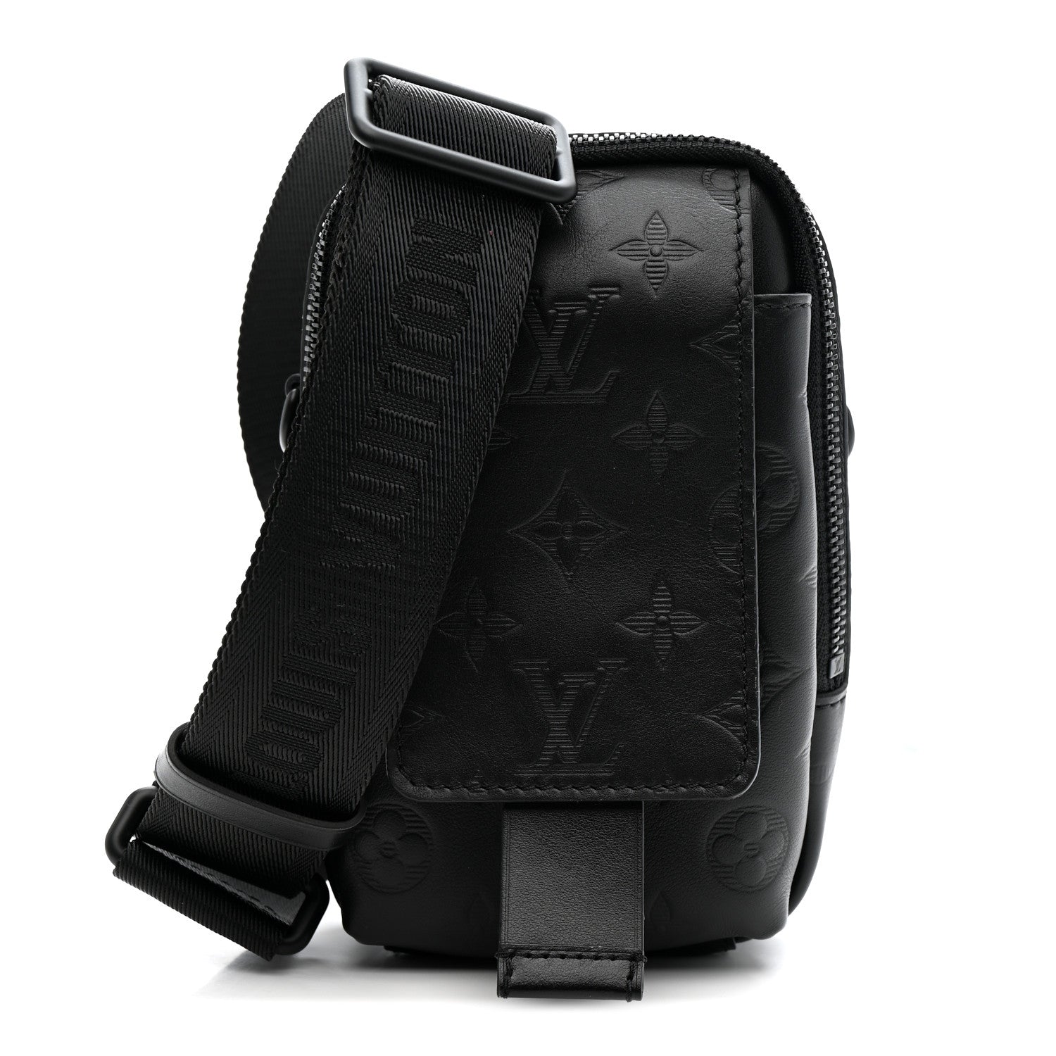 Louis Vuitton Calfskin Monogram Shadow Double Phone Pouch NM Black 