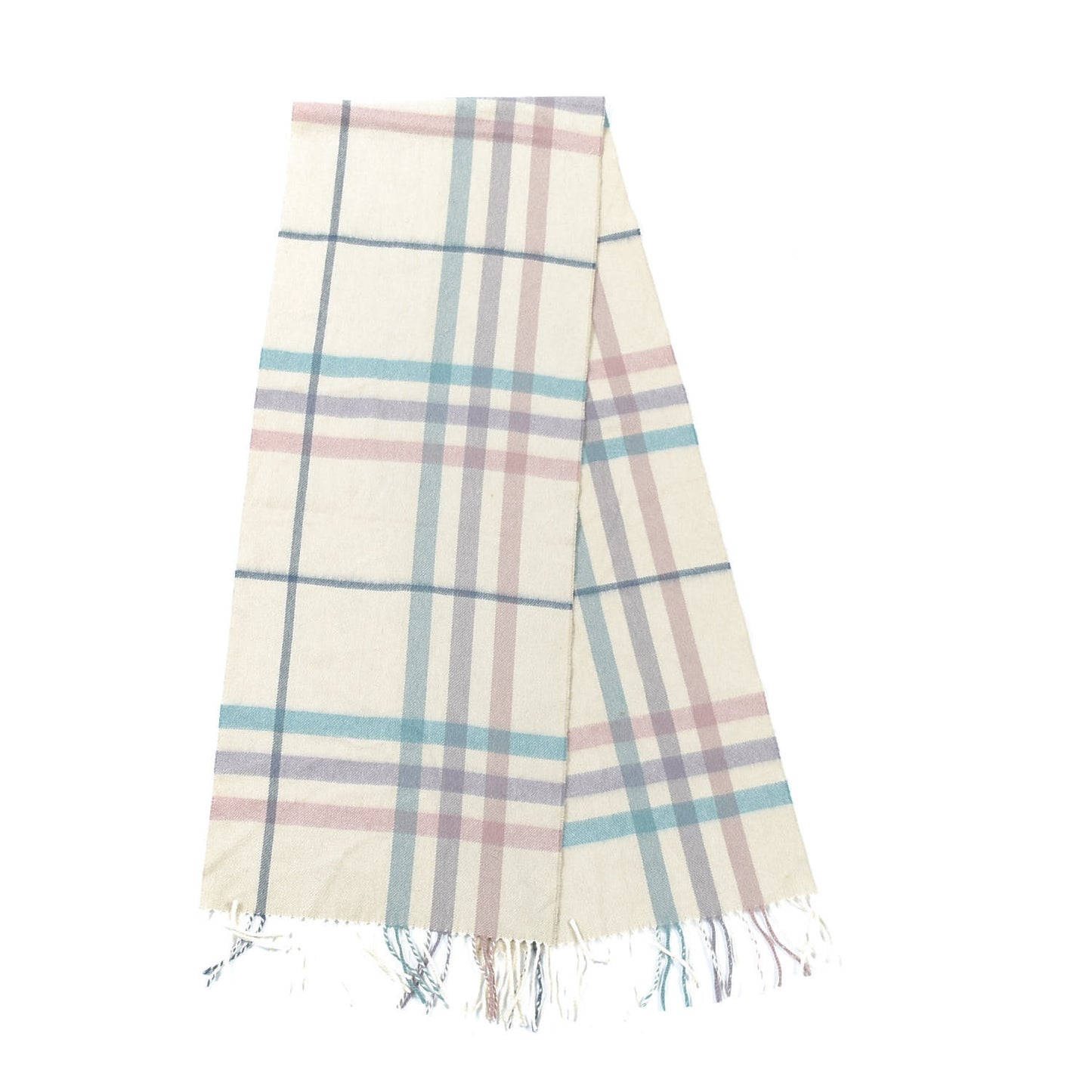 Cashmere Giant Check Fringe Scarf Multicolor