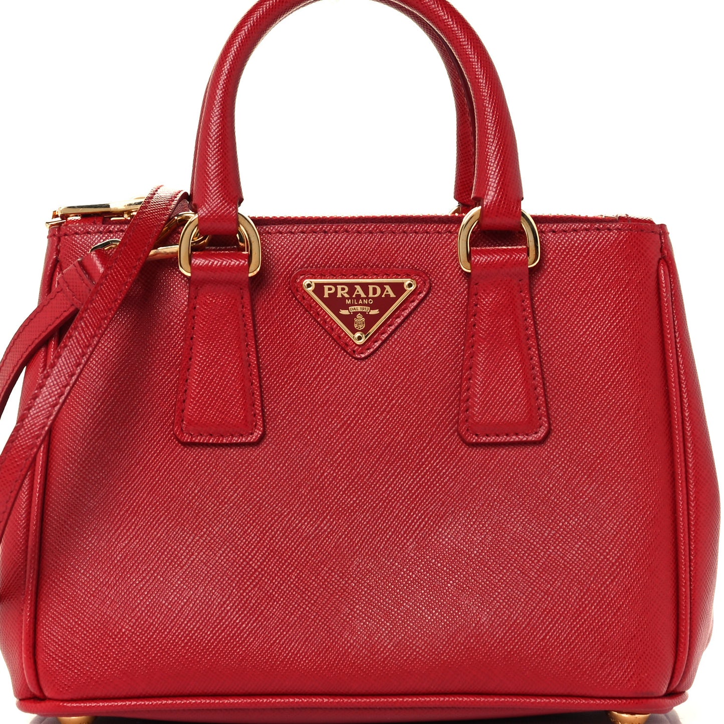 Saffiano Lux Micro Galleria Double Zip Tote Fuoco