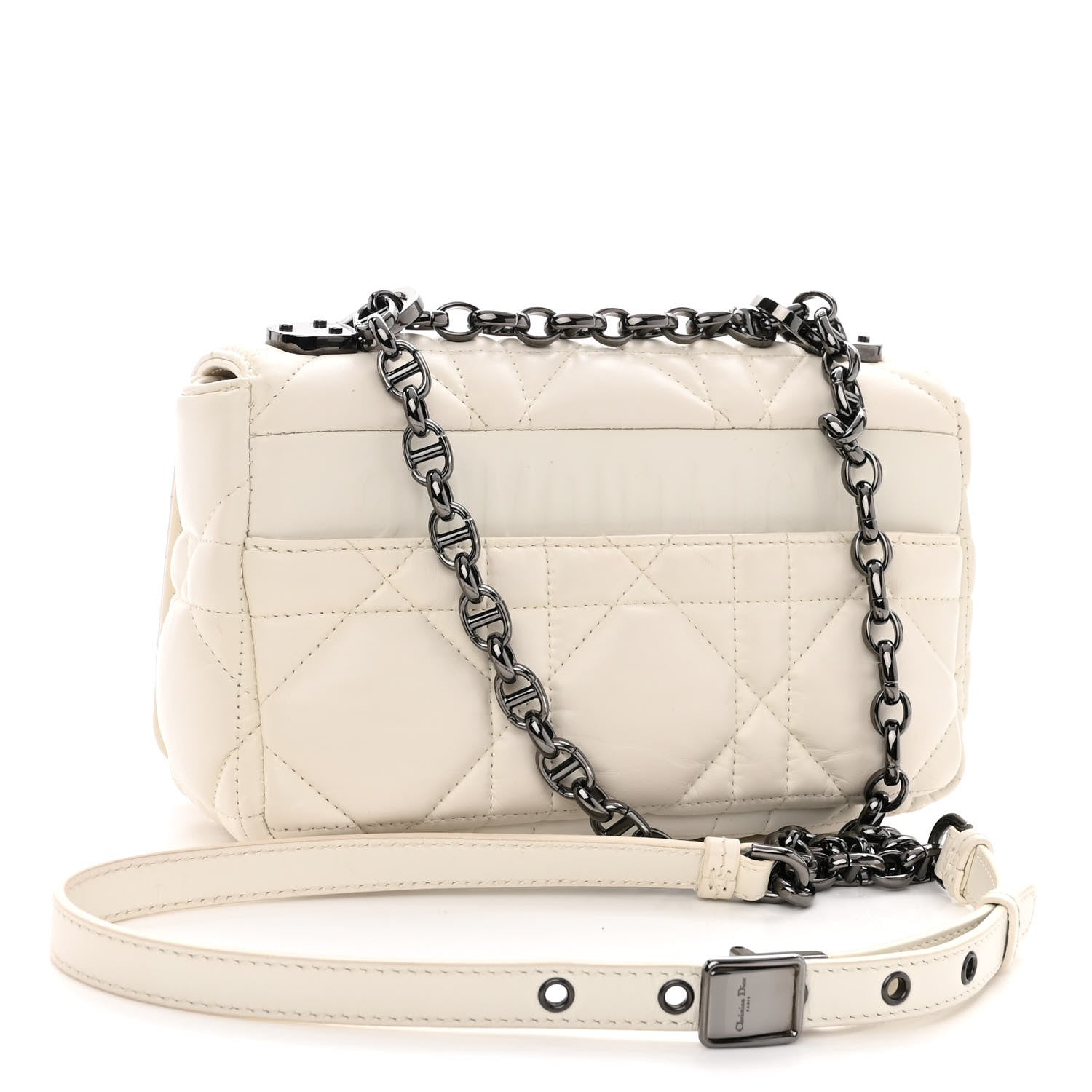 Christian Dior Lambskin Macrocannage Small Dior Caro Bag Ivory 3 of 9