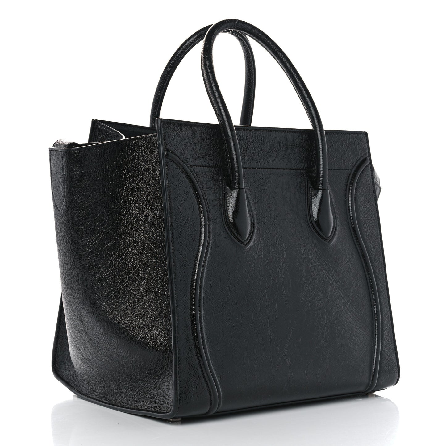 Shiny Goatskin Medium Phantom Luggage Black