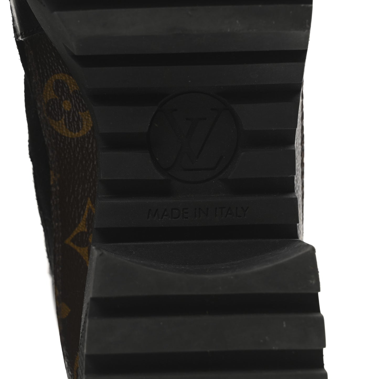 Suede Calfskin Monogram Laureate Platform Desert Boots 37.5 Black