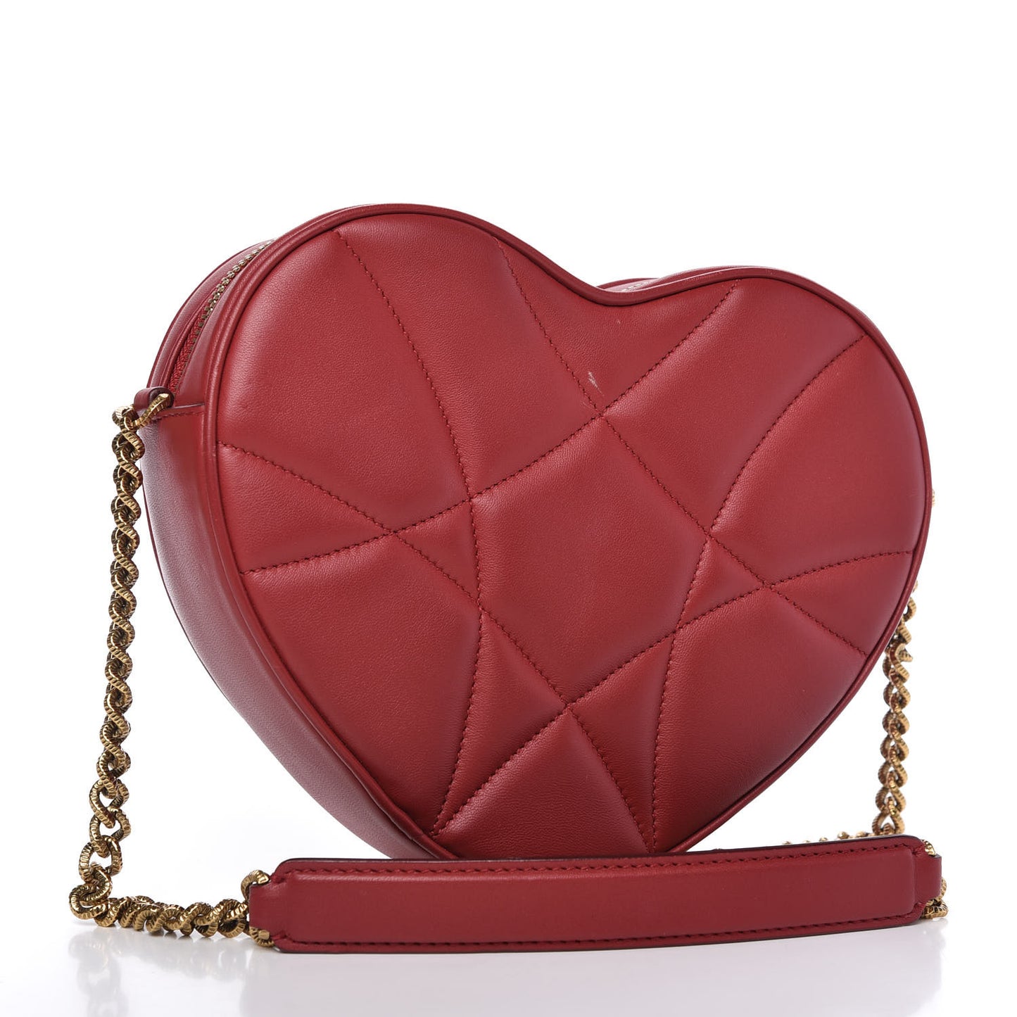 Calfskin Devotion Heart Zip Crossbody Bag Red