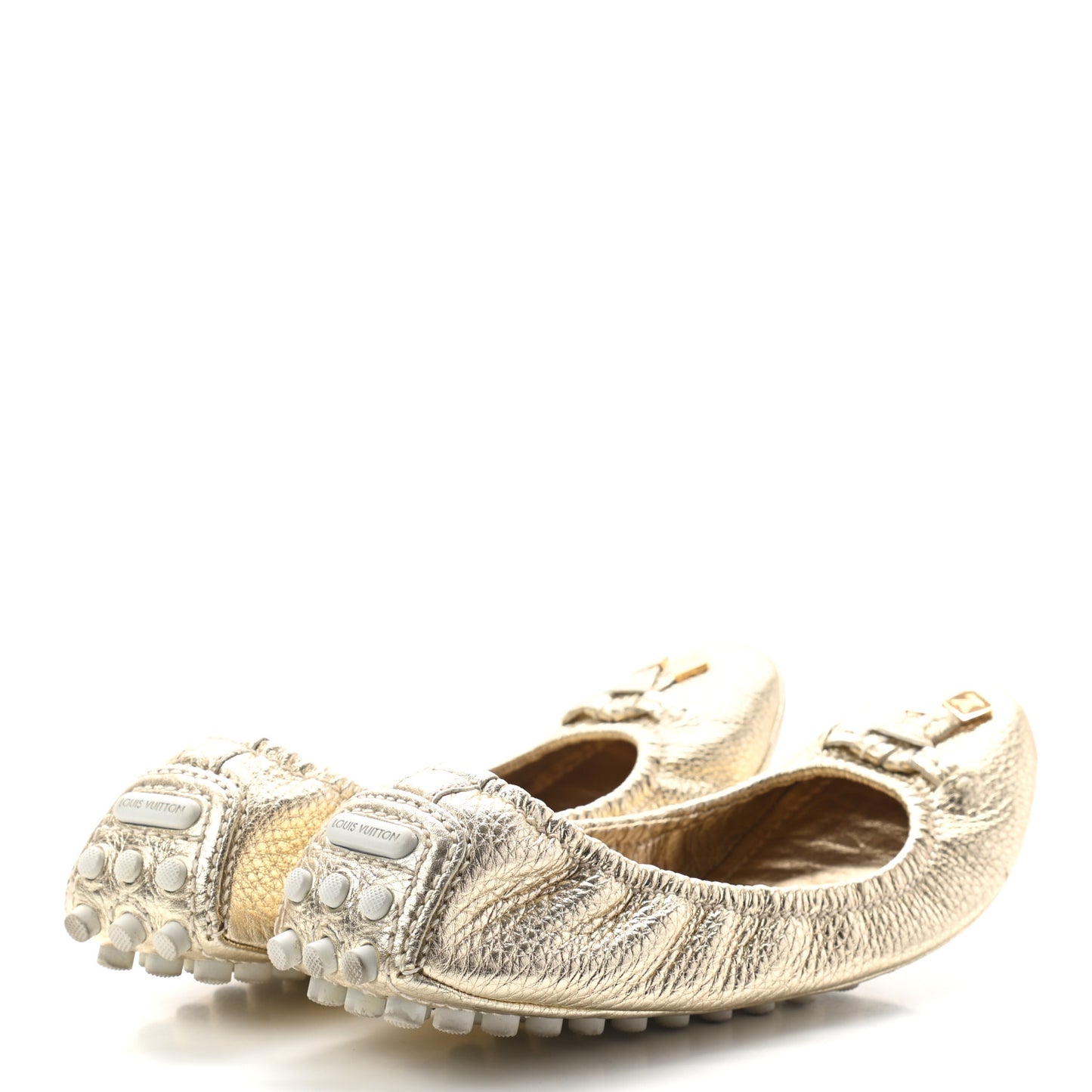 Metallic Calfskin Lemon Ballerina Flats 36 Gold