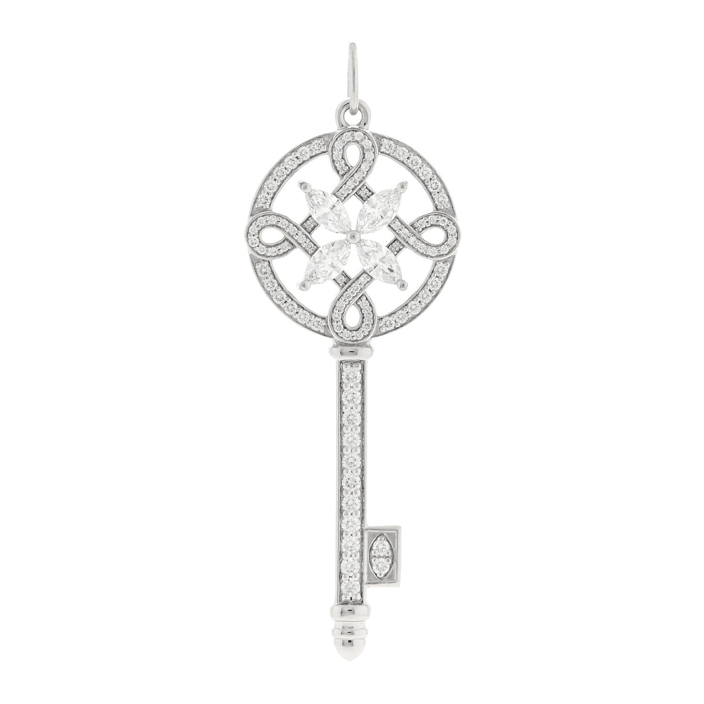 Platinum Diamond Victoria Round Key Pendant