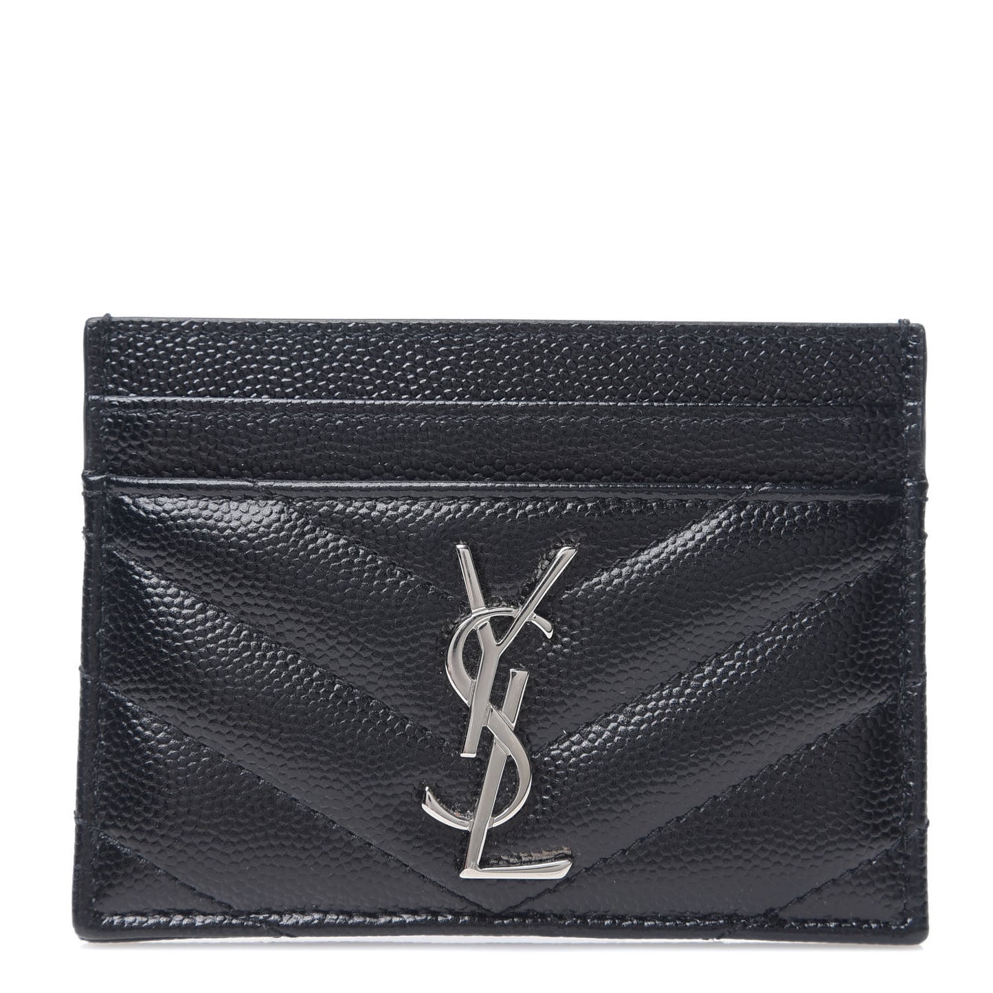 Grain De Poudre Matelasse Chevron Monogram Credit Card Case Black