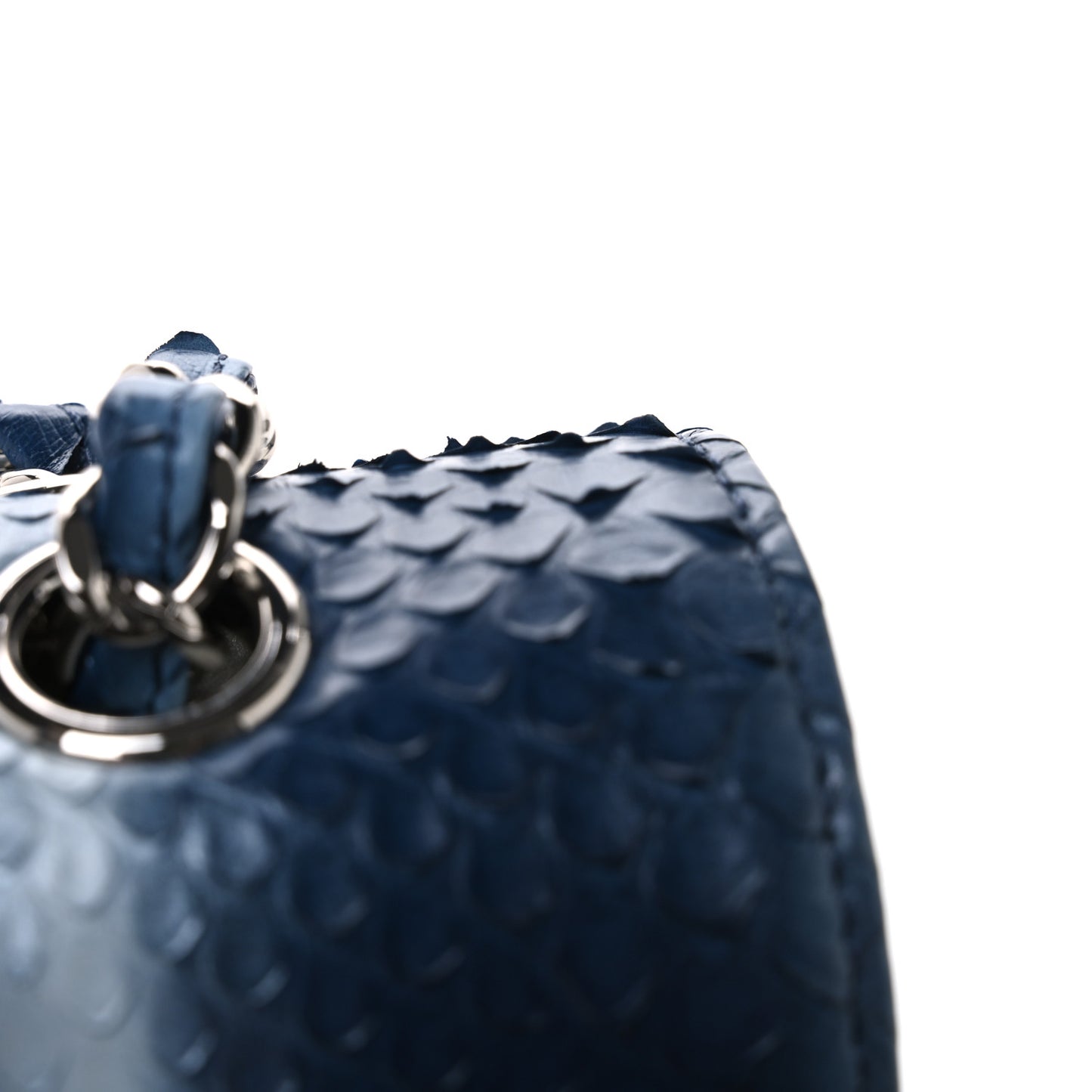 Metallic Snakeskin Ombre Medium Double Flap Blue Silver