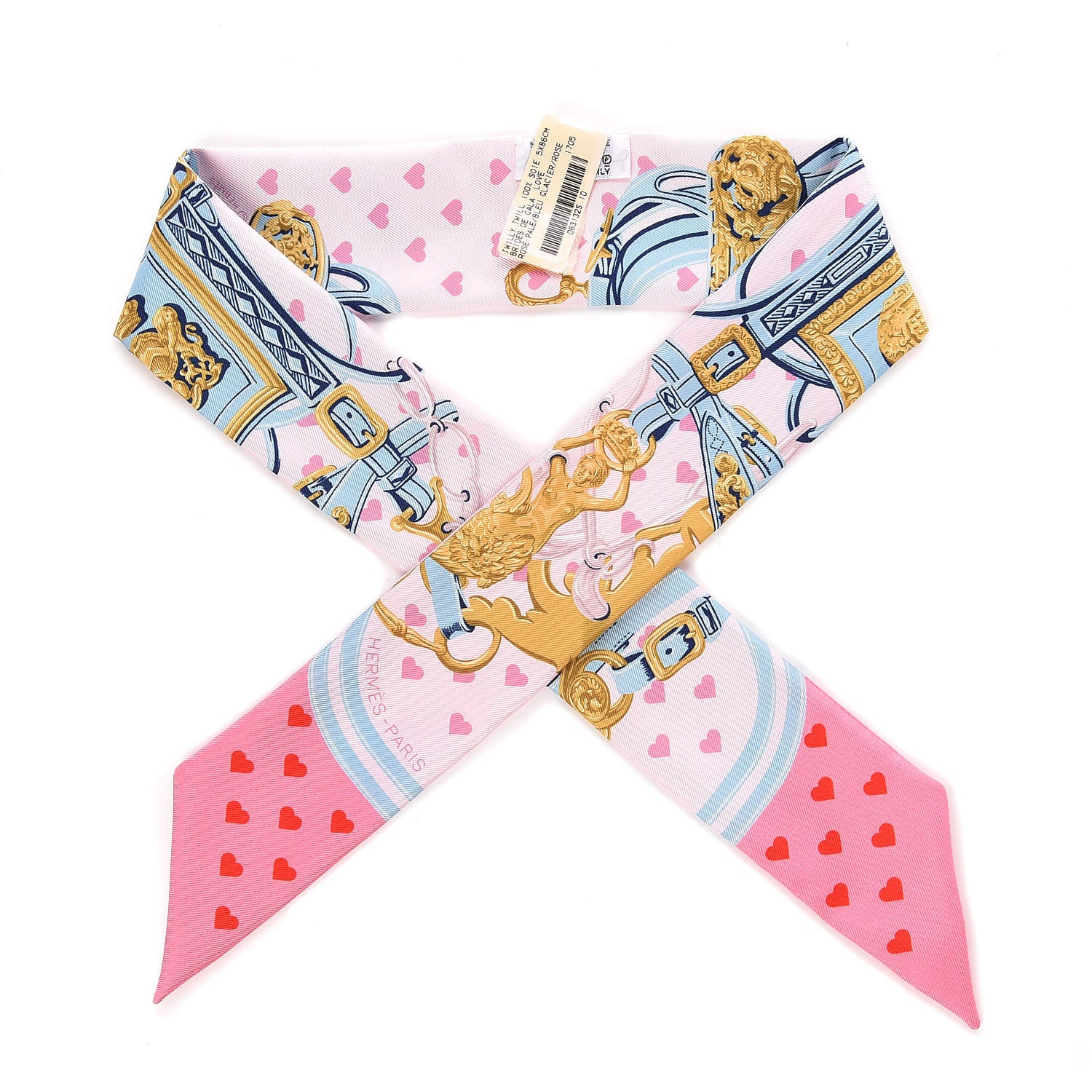 Hermes Silk Brides de Gala Love Twilly Rose Pale Bleu Glacier Rose