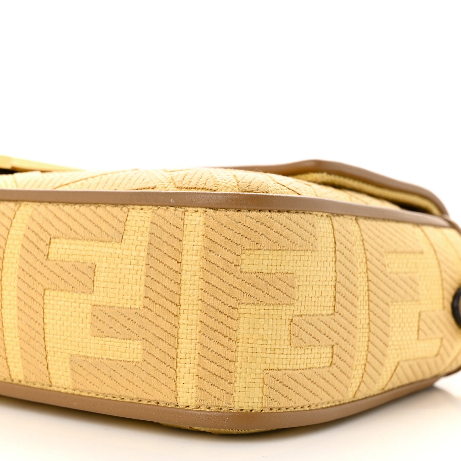 Fendi Raffia Vitello King Lucido FF Embroidered Baguette Grano Sand 10 of 14