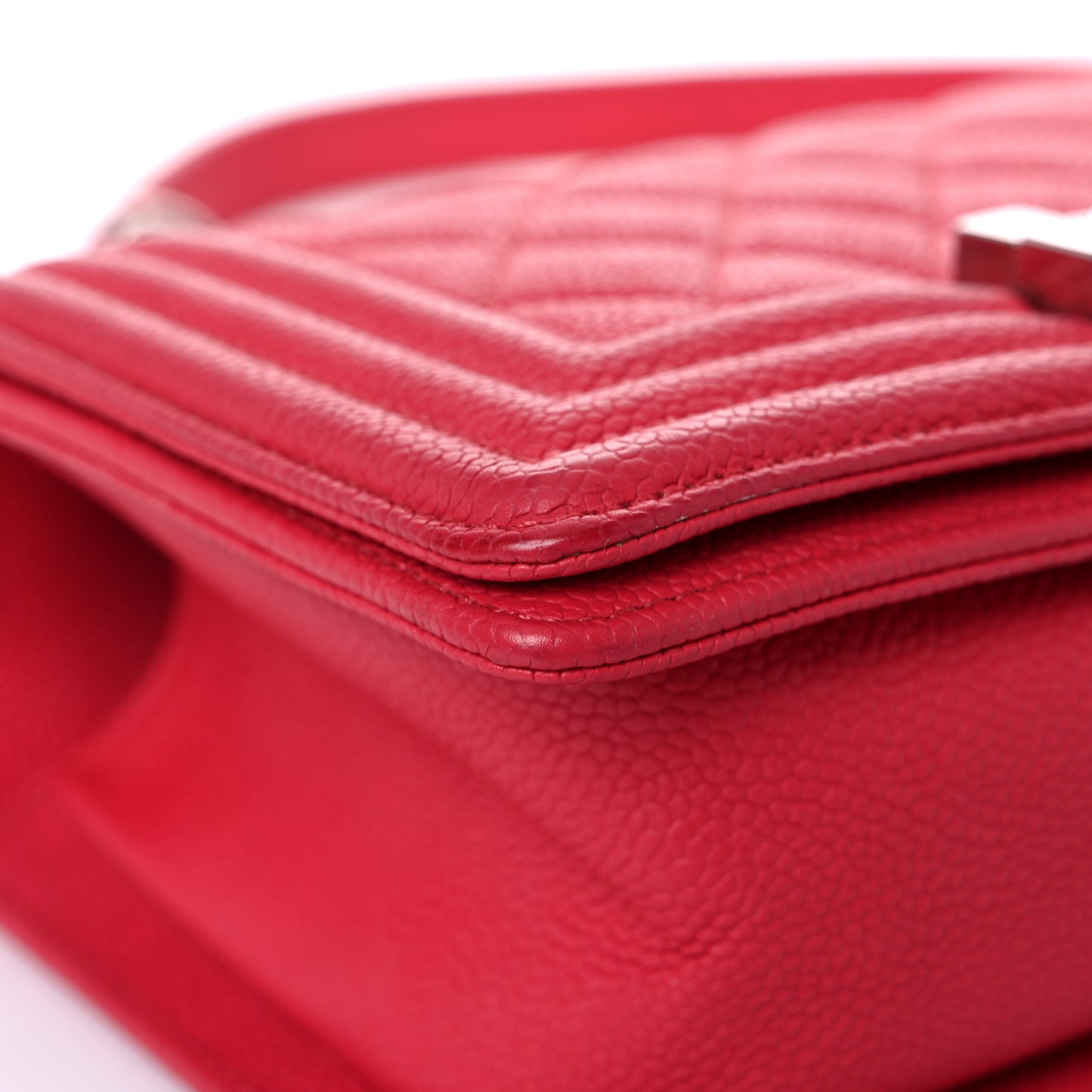 Caviar Quilted Small Boy Flap Red