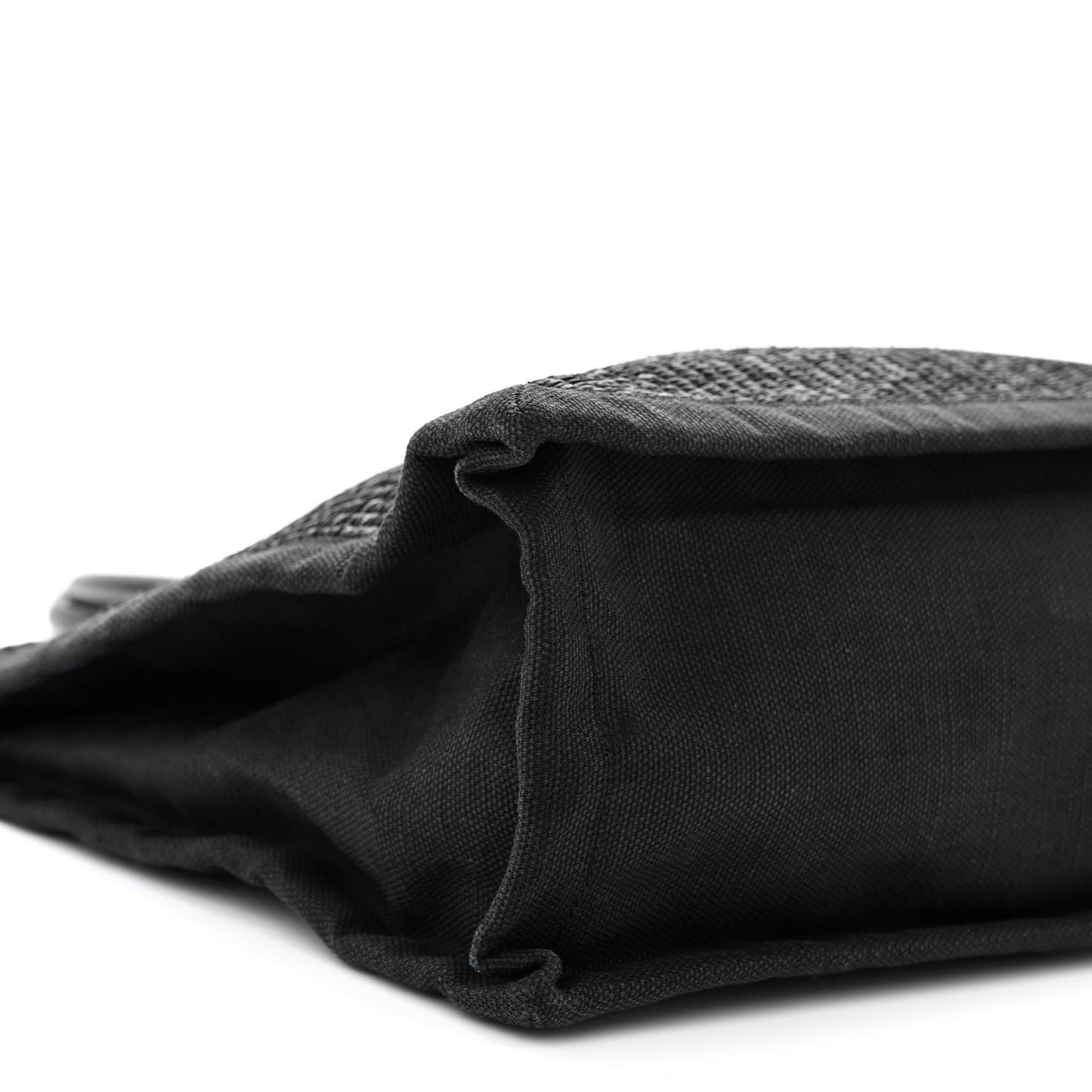 Raffia Linen Calfskin Rive Gauche Tote Black