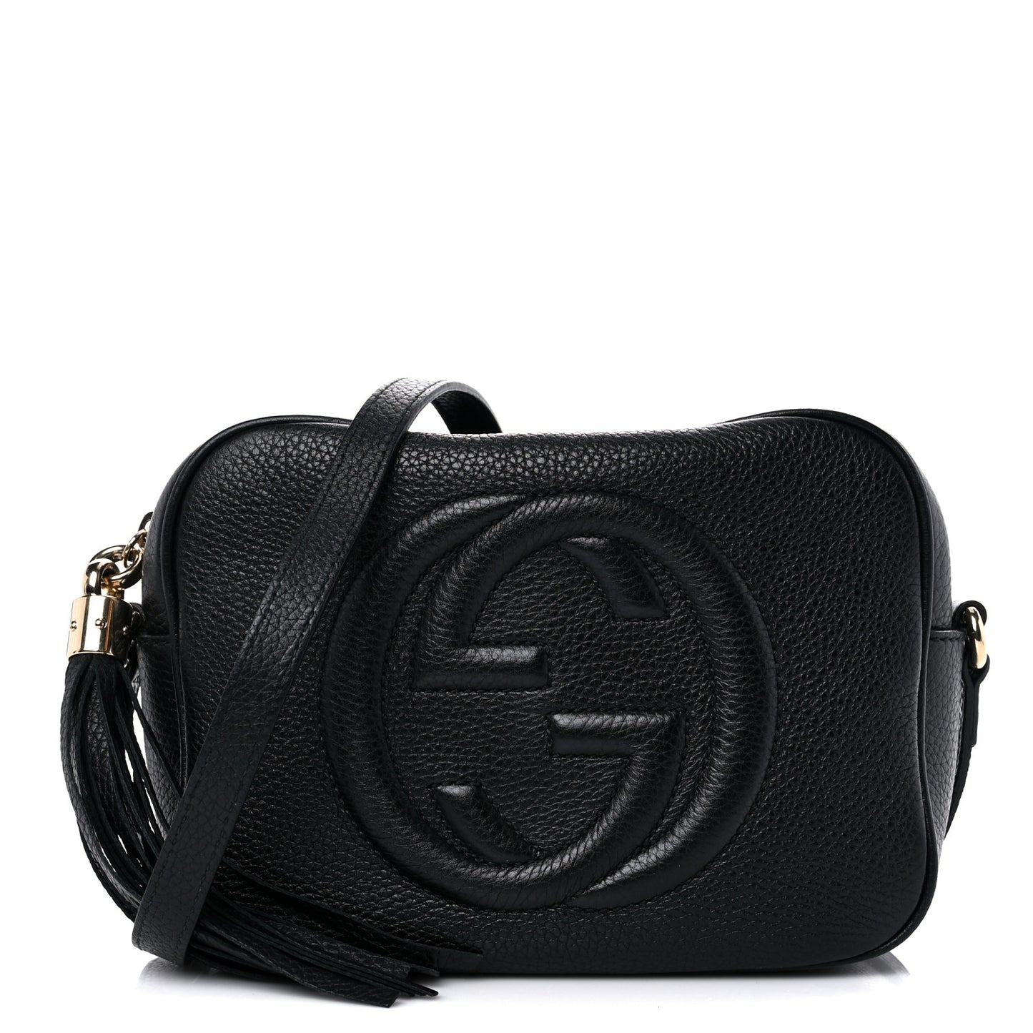 Pebbled Calfskin Small Soho Disco Bag Black