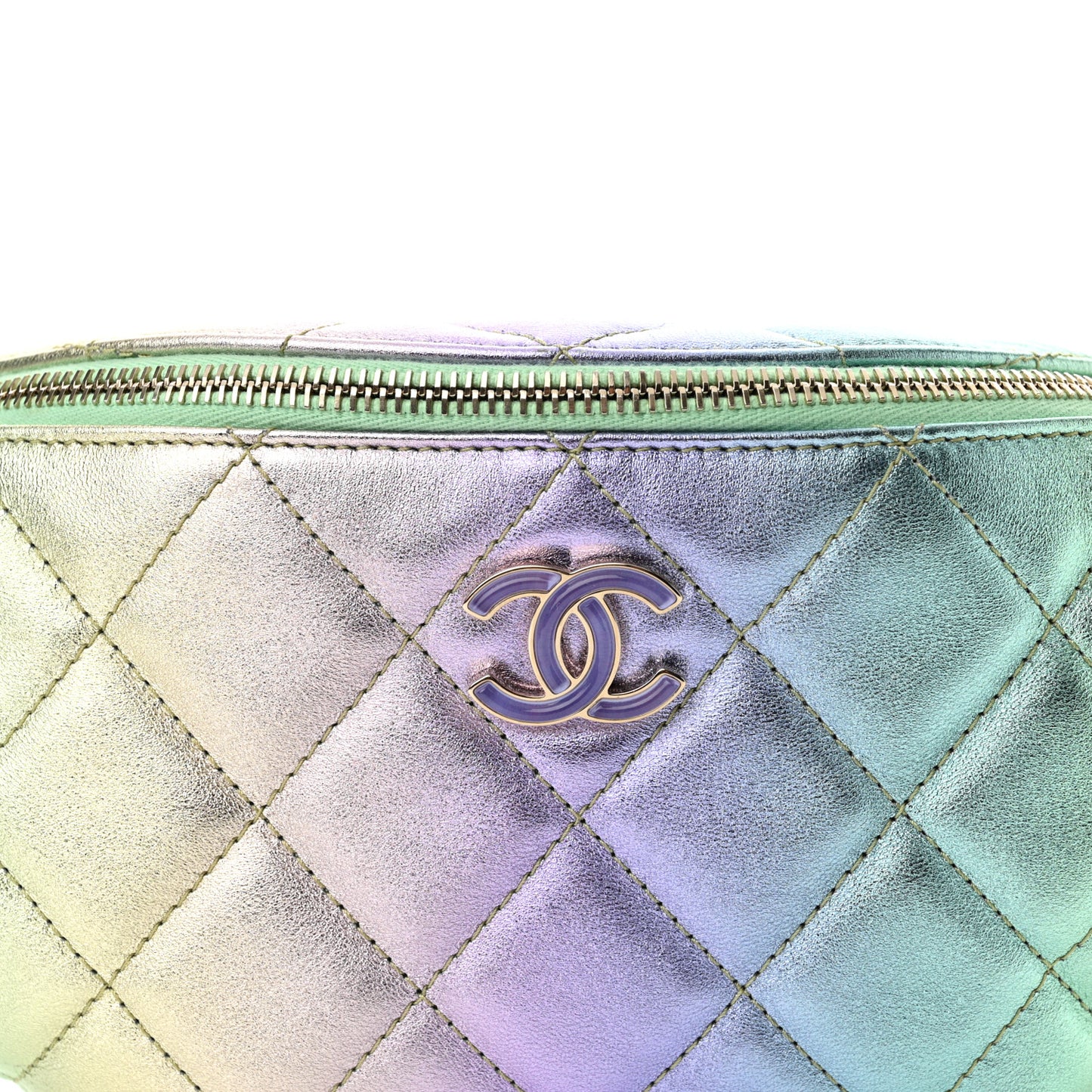 Gradient Metallic Lambskin Quilted Walking Mood Waist Bag Fanny Pack Pink Purple Green