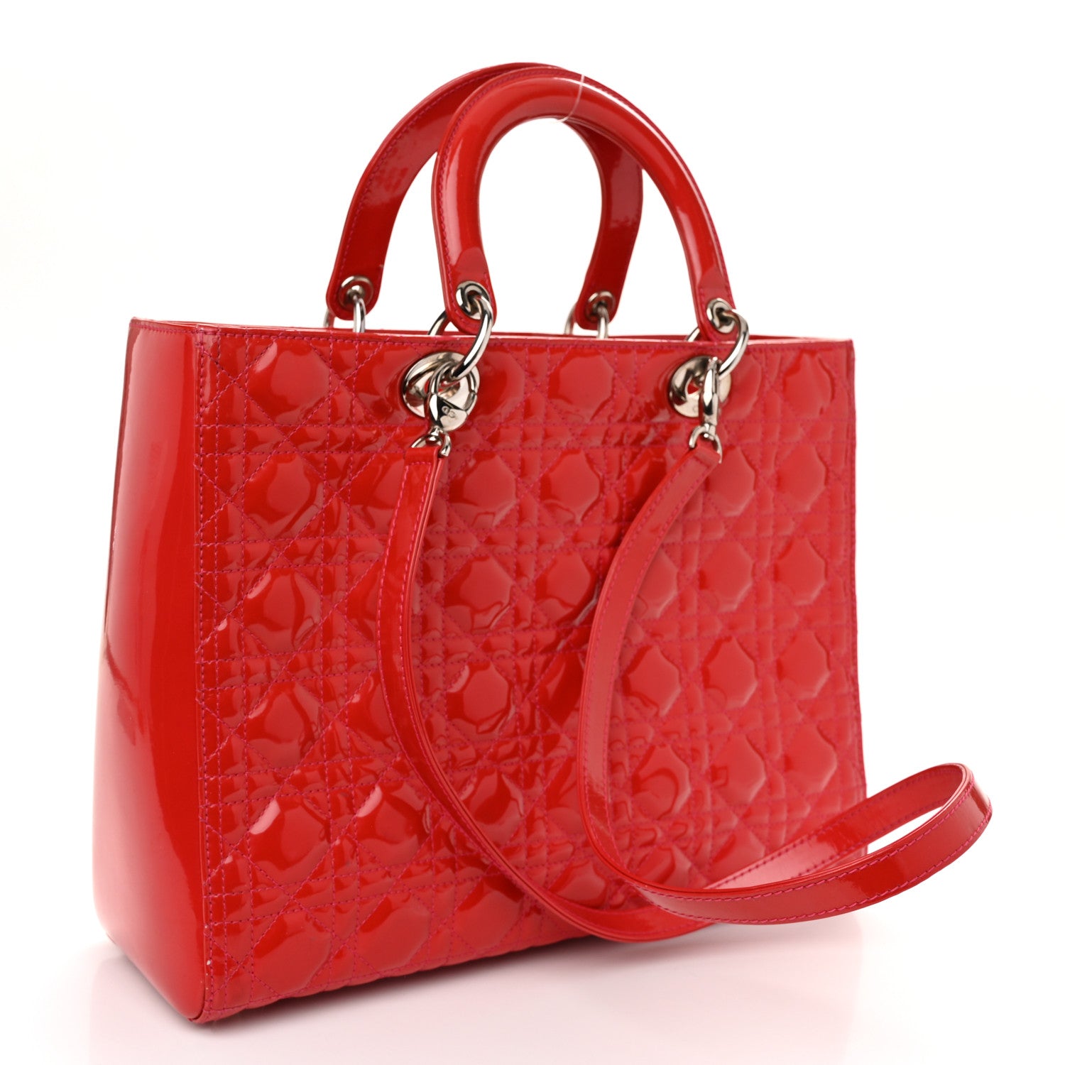 Christian Dior Patent Cannage Large Lady Dior Red 3 of 11