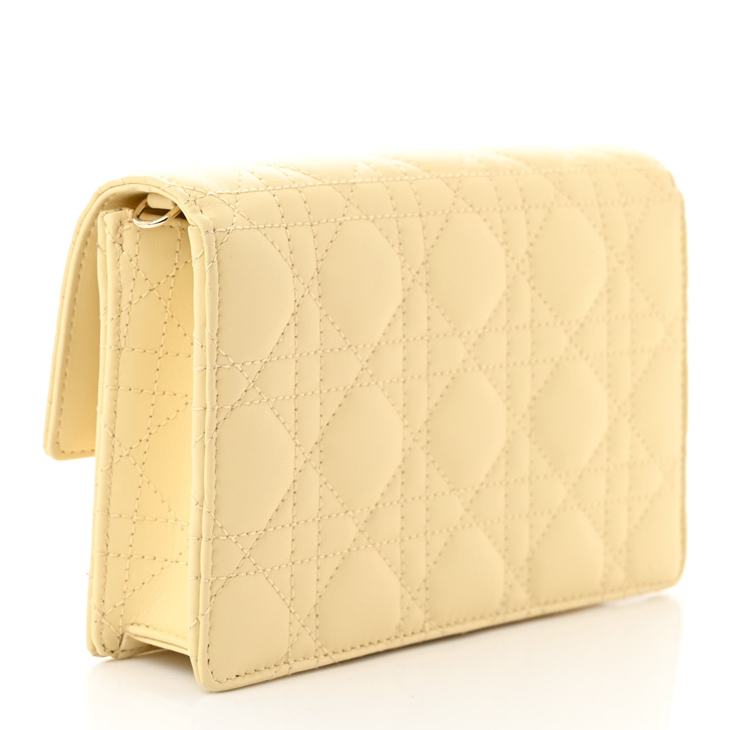 Christian Dior Lambskin Cannage Chain My Dior Daily Chain Pouch Soft Yellow 3 of 10