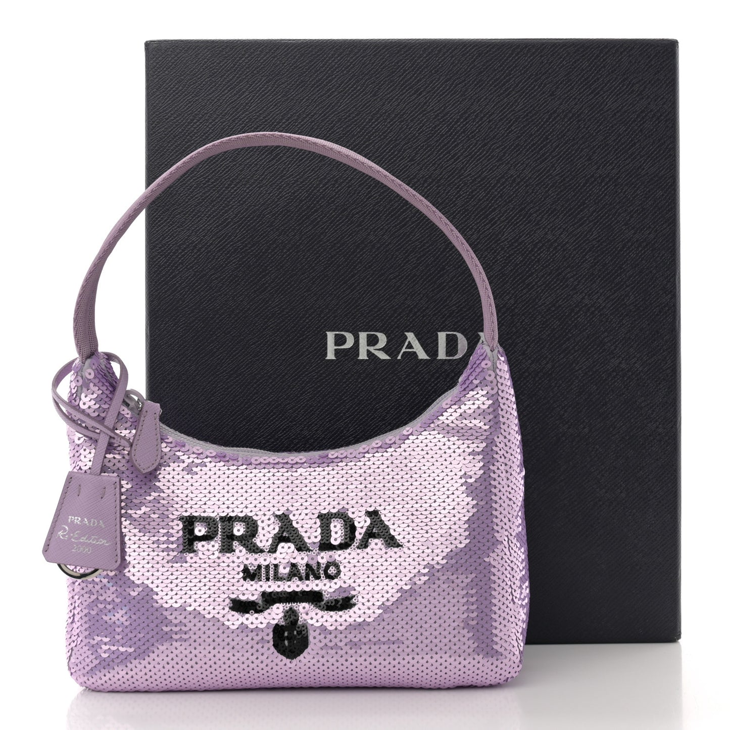 Paillettes Sequin Mini Re-Edition 2000 Bag Lilium Black