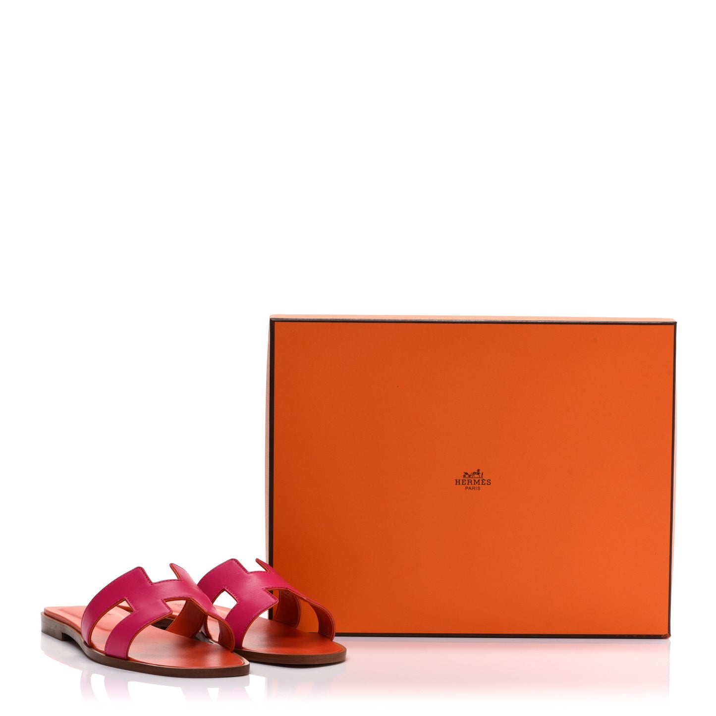 Box Calfskin Oran Sandals 37.5 Rose Flash Orange H