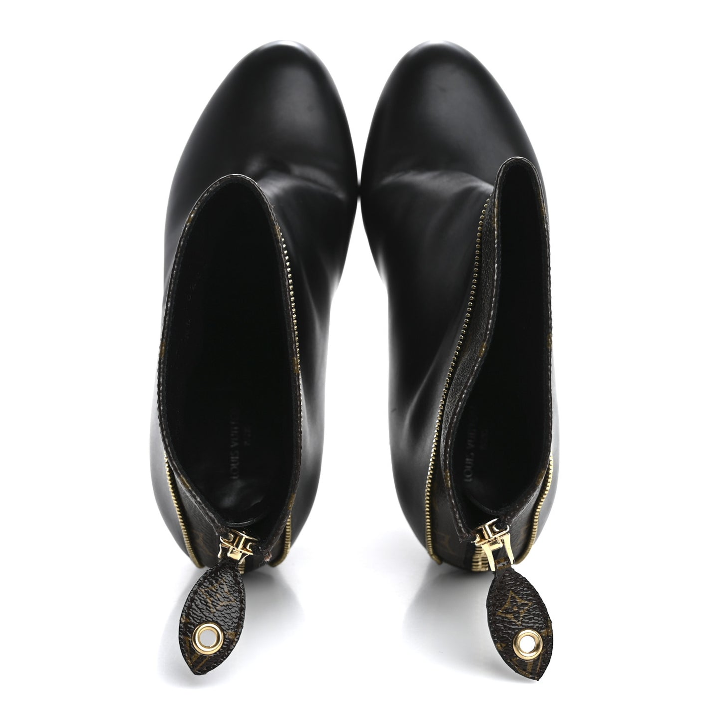 Calfskin Monogram Afterglow Platform Ankle Boots 38.5 Black
