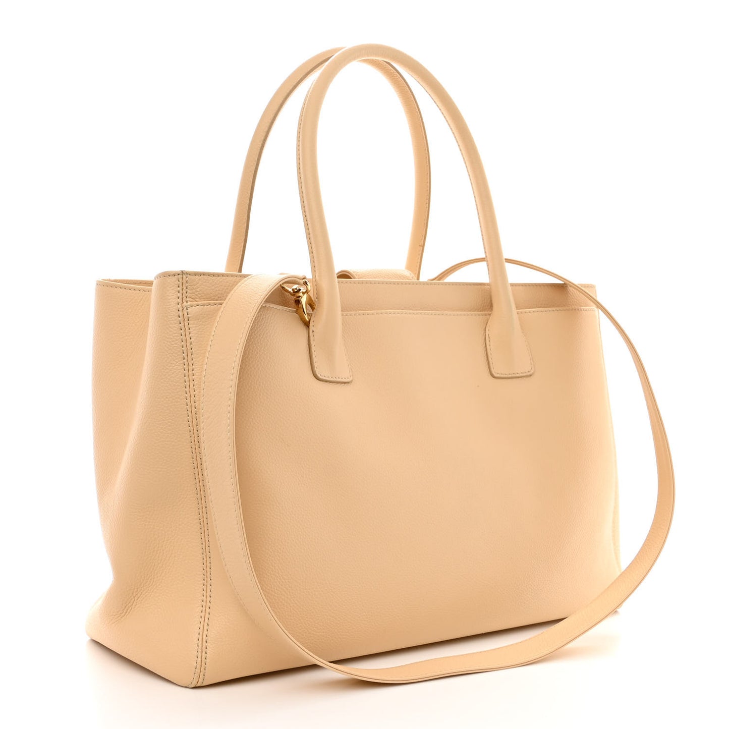 Calfskin Cerf Executive Shopper Tote Light Beige