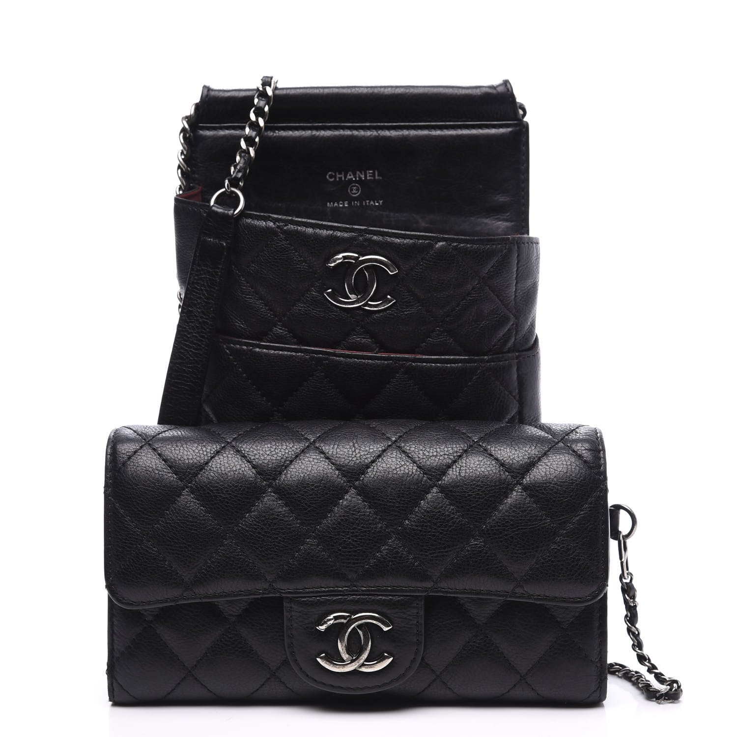 Chanel Calfskin Quilted CC Waiter Clutch Clutch With Chain Black 2 of 16