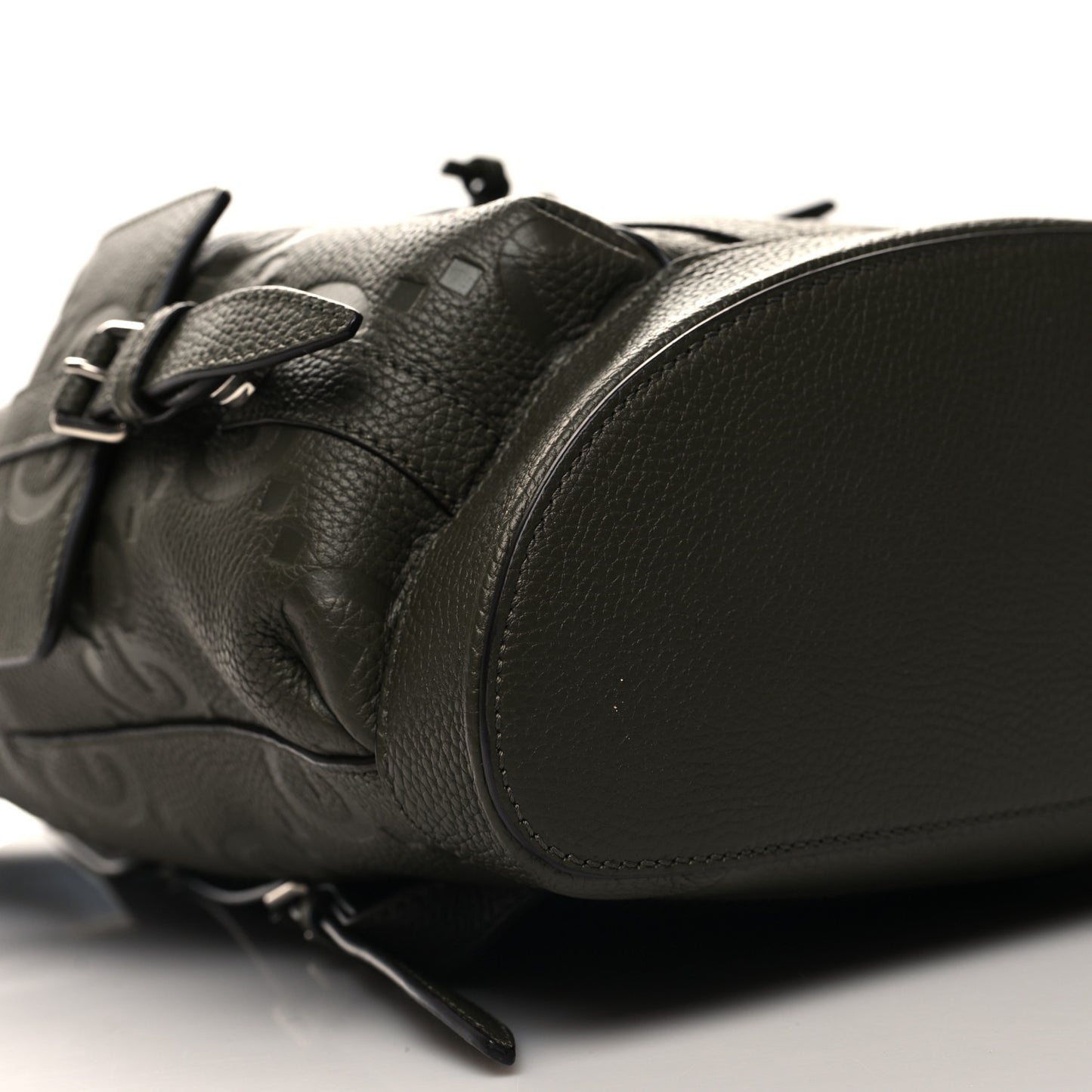 Piuma Calfskin Jumbo GG Embossed Double Buckle Backpack Dark Vintage Olive