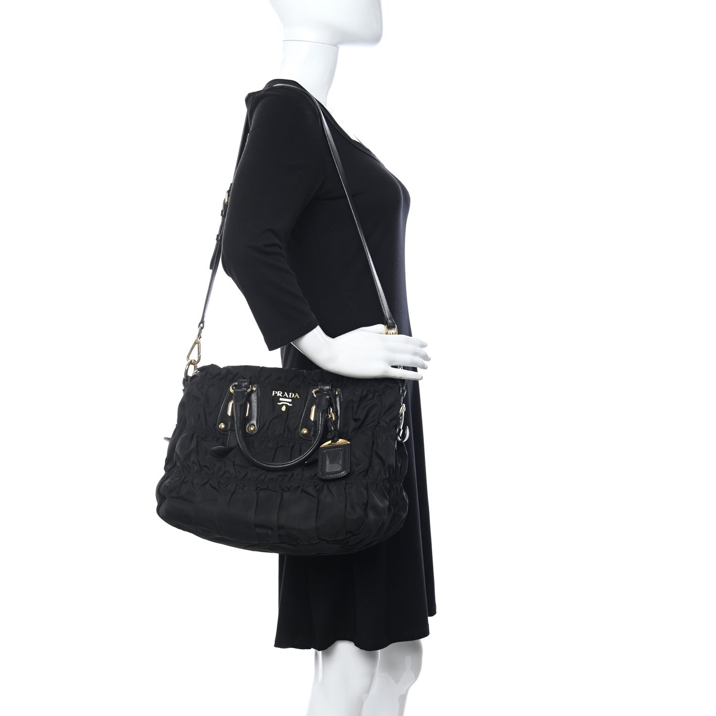 Tessuto Nylon Gaufre Tote Black
