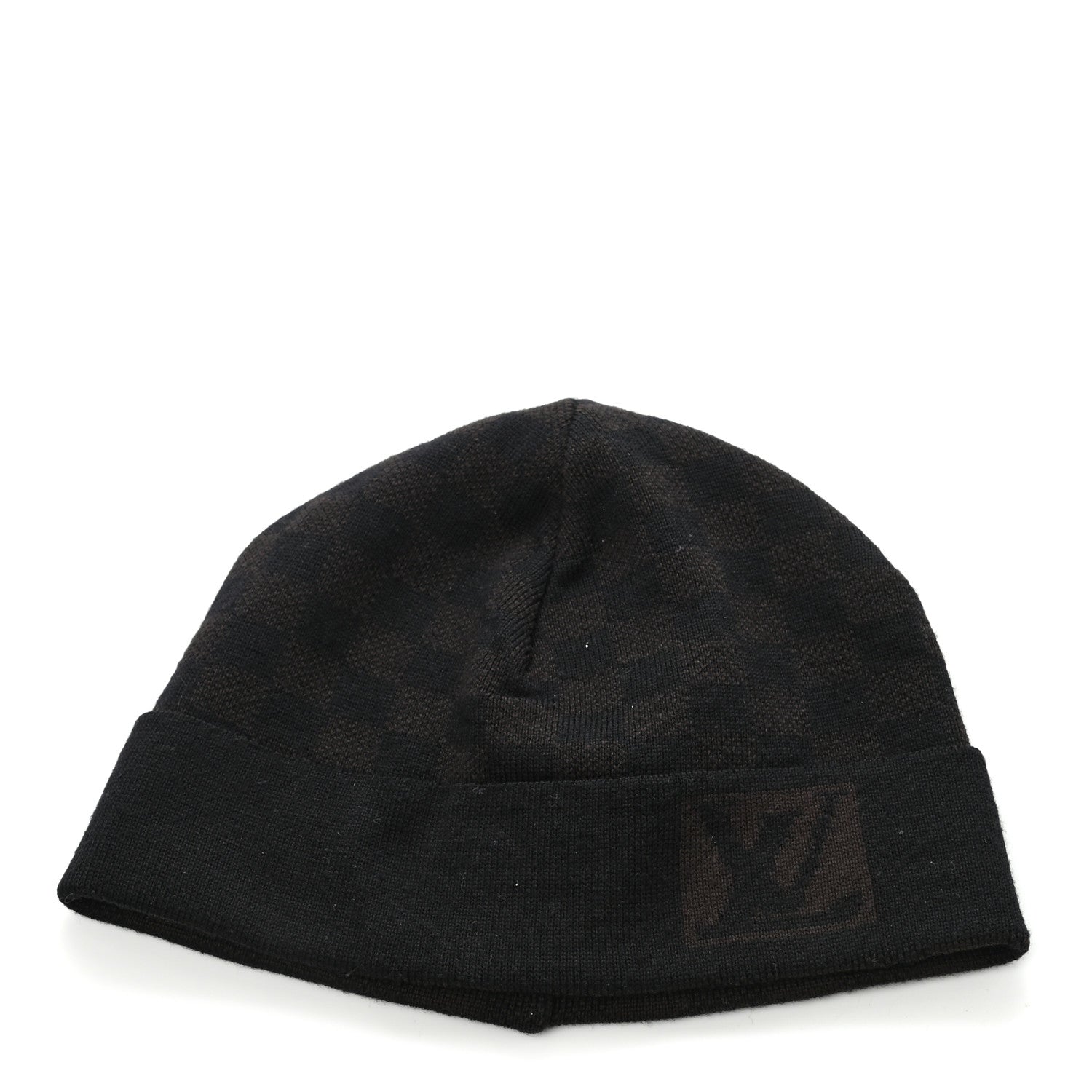 Louis Vuitton Wool Bonnet Petit Damier Beanie Hat Black 
