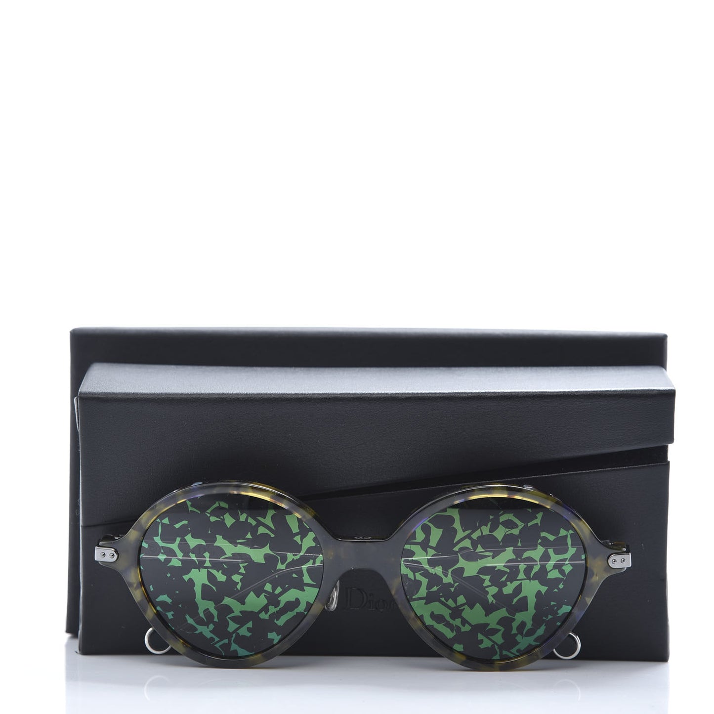 Acetate Leaf Print Umbrage Round Sunglasses Green Foliage