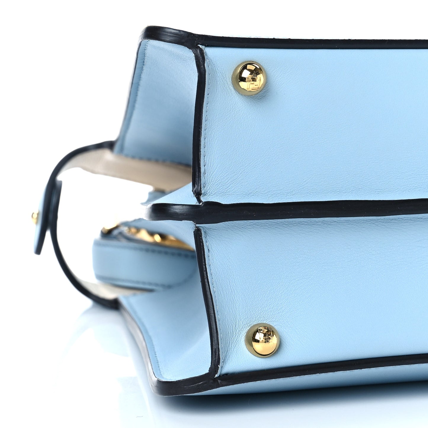 Vitello Seta Shiny Nappa Medium Peekaboo I SEE U Satchel Azzurro Baby Camelia