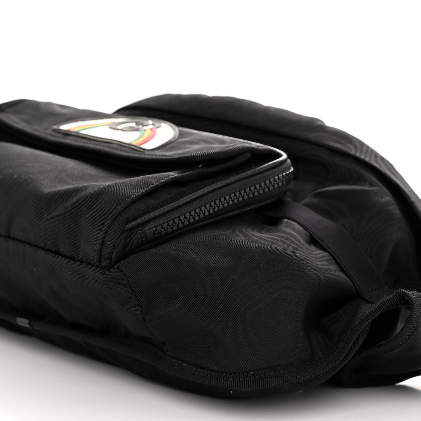 Nylon Retro Patch Convertible Belt Bag Black