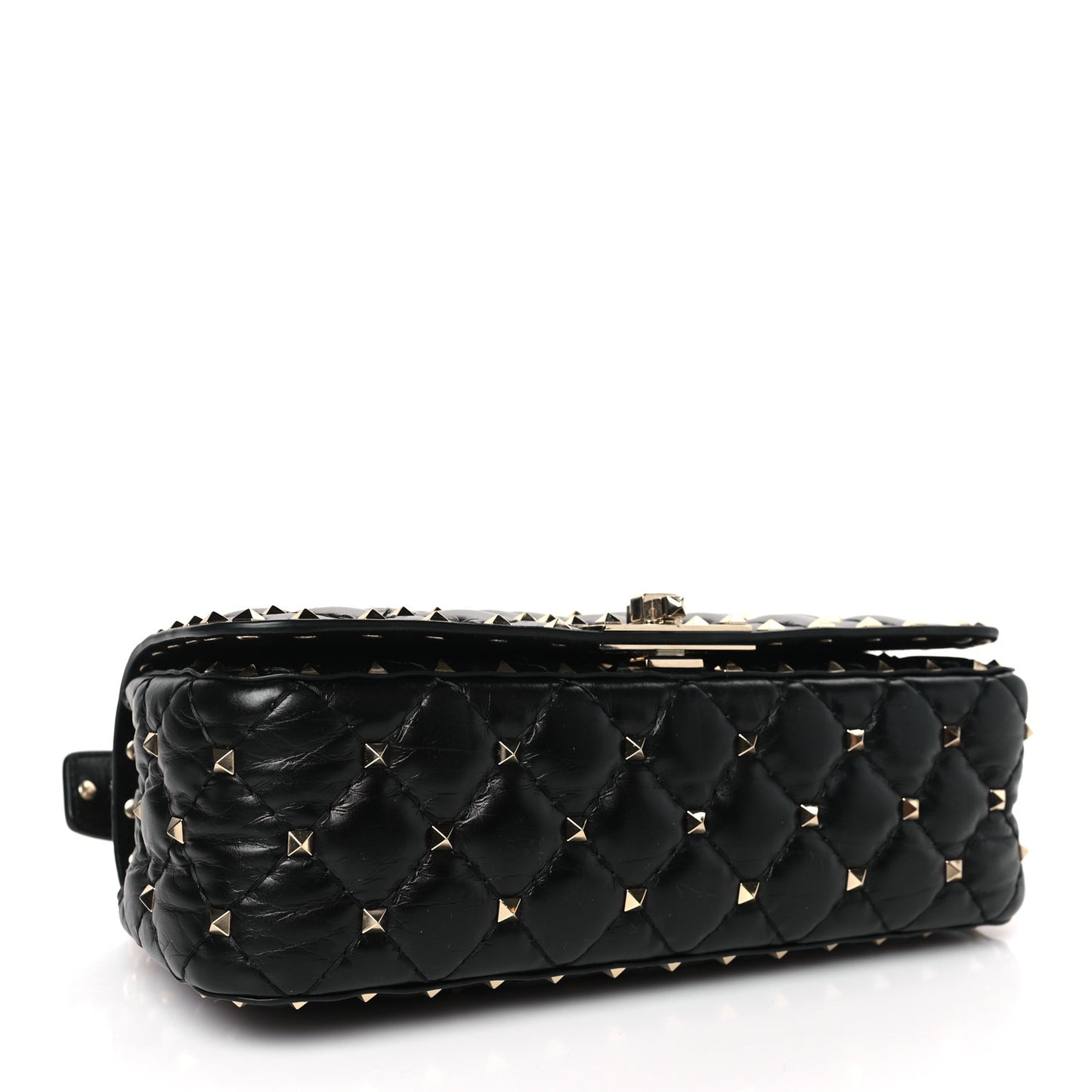 Calfskin Rockstud Spike Convertible Shoulder Bag Black