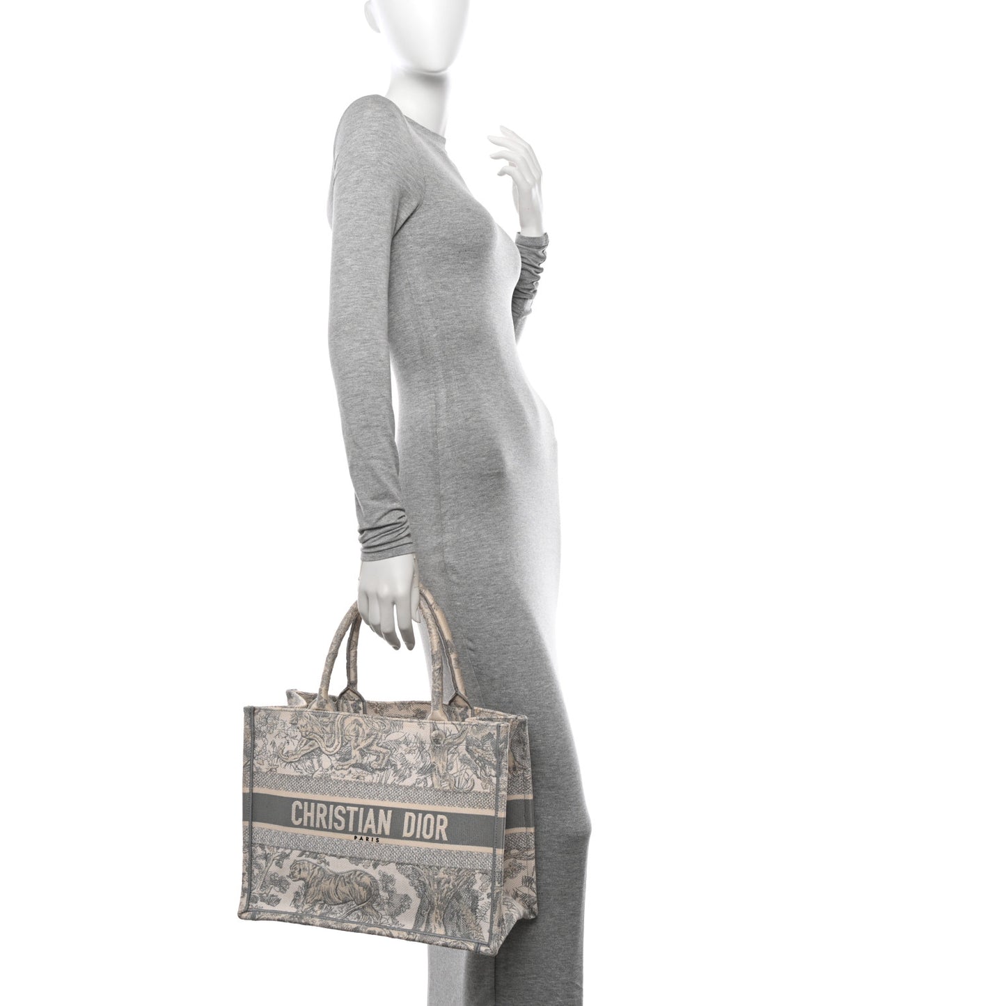 Canvas Embroidered Medium Dioriviera Toile De Jouy Book Tote Gray