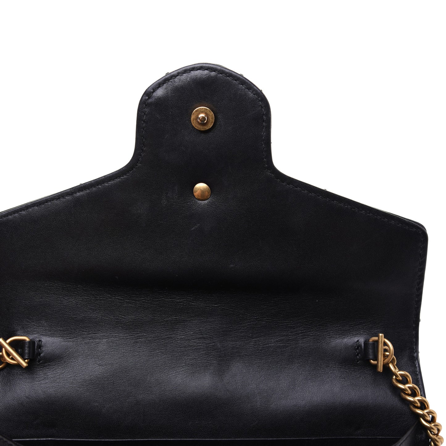 Calfskin Matelasse GG Marmont Chain Wallet Black