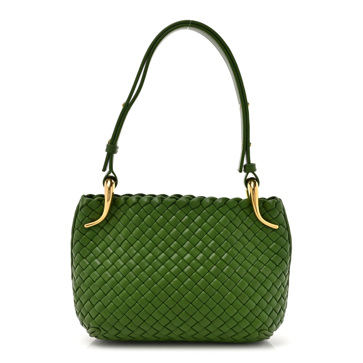 Nappa Intrecciato Small Clicker Shoulder Bag Avocado