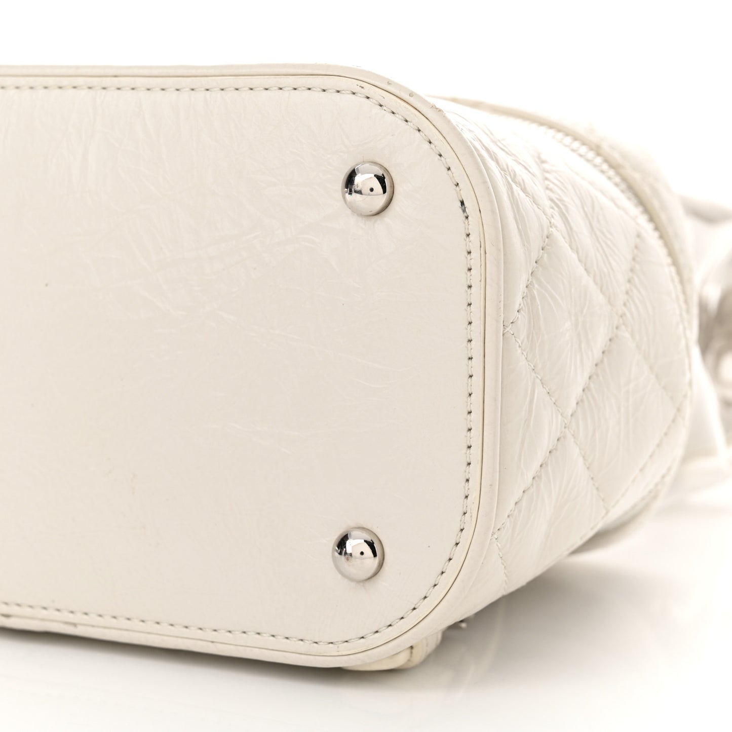 Crumpled Calfskin PVC Quilted Backpack White