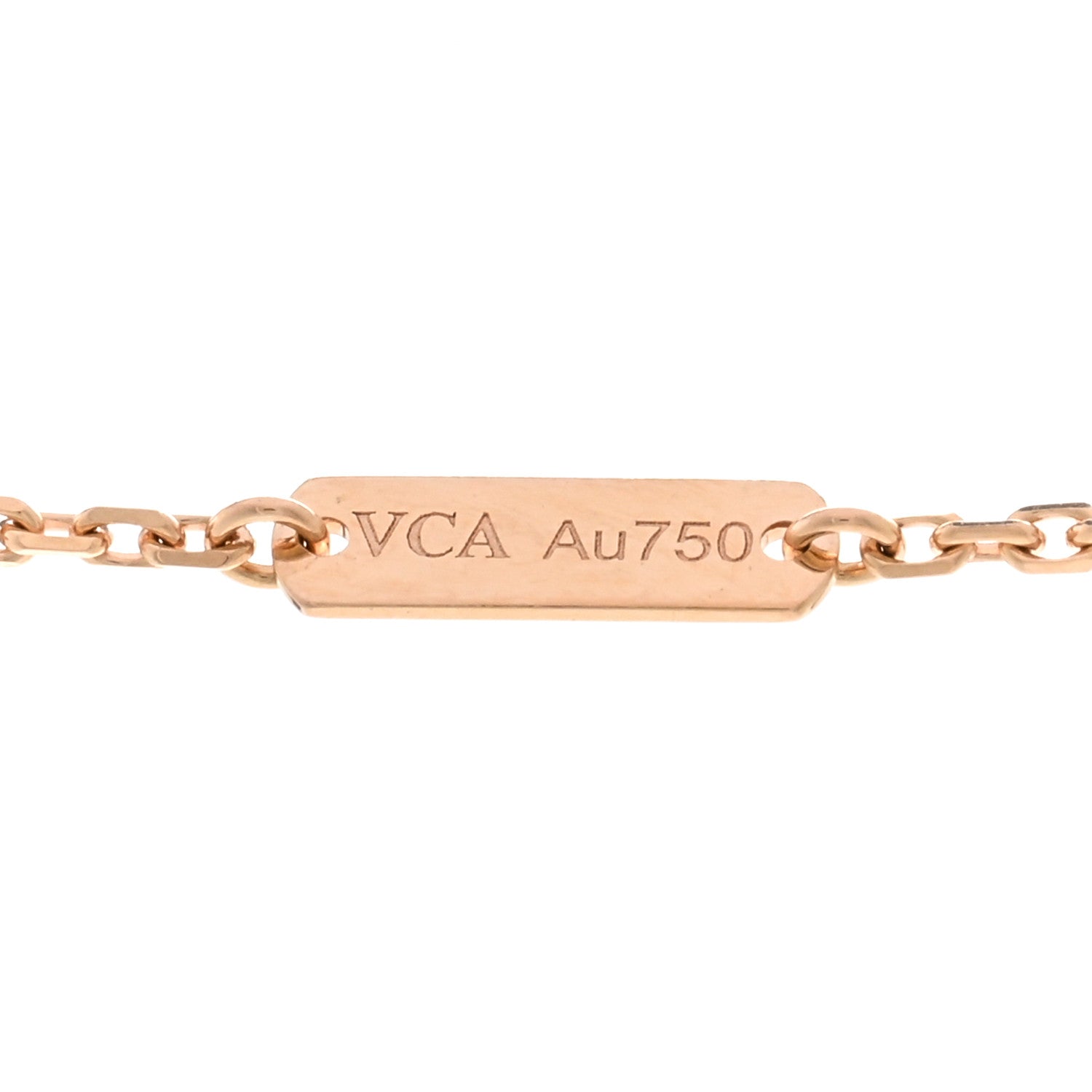 Van Cleef & Arpels 18K Rose Gold Diamond Rhodonite Vintage Alhambra Pendant Necklace 4 of 5