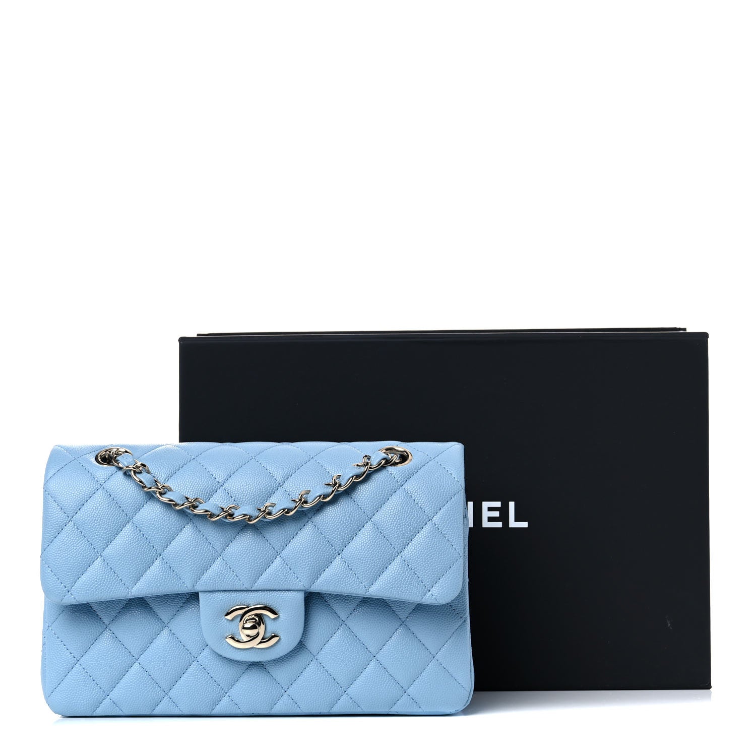 Chanel Caviar Quilted Small Double Flap Light Blue 9 of 9